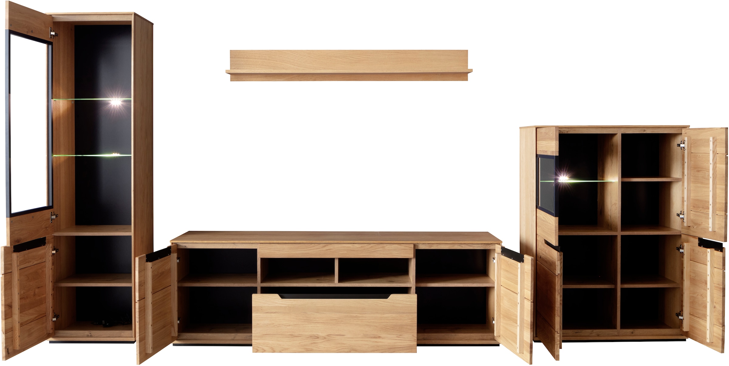 MCA living Wohnwand »Araya Wohnkombination II« Komplett-Set, optional: Glaskantenbeleuchtung, 4 Stk. tlg.