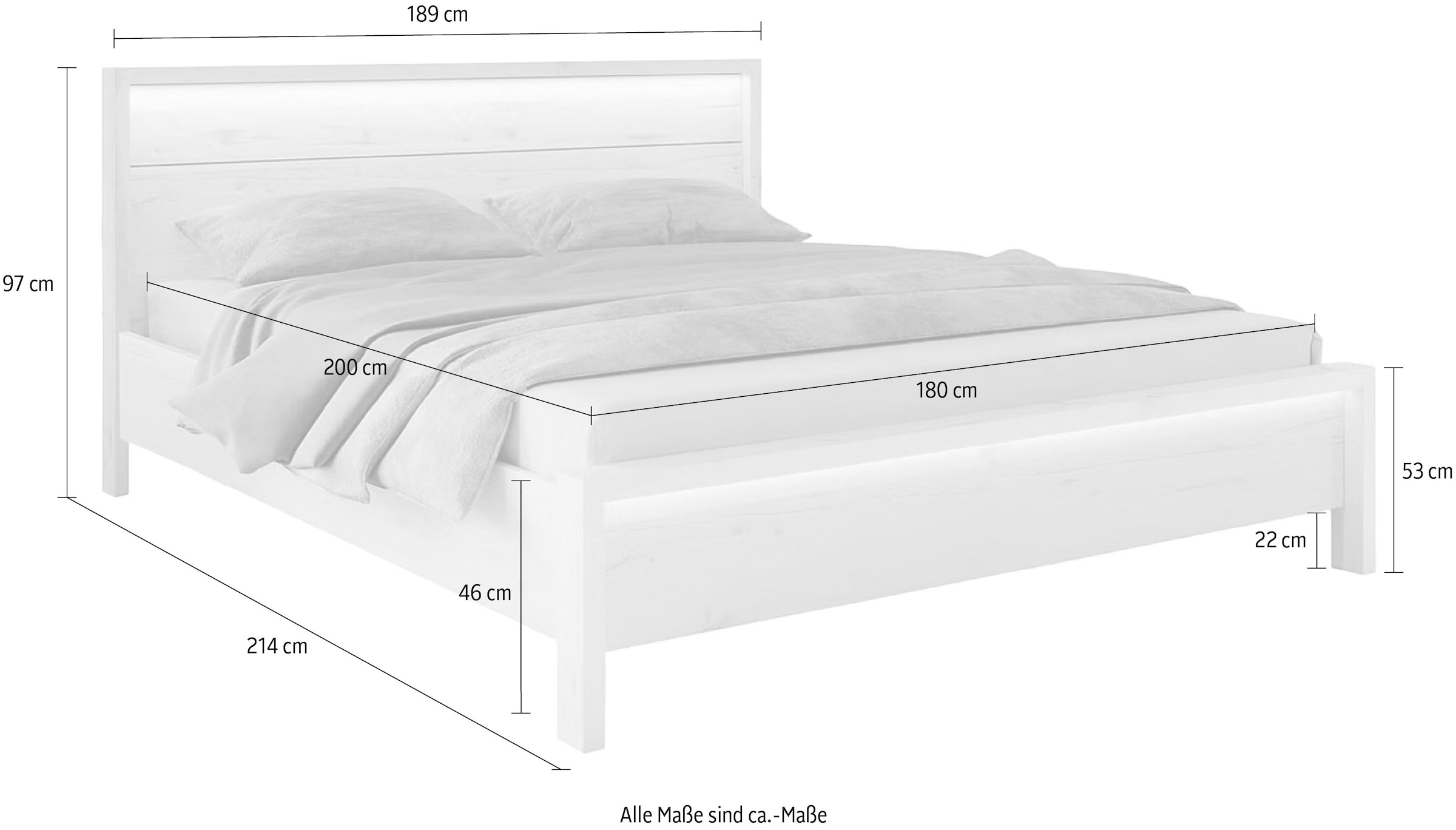 Home affaire Massivholzbett »Moivre« inkl. LED-Beleuchtung