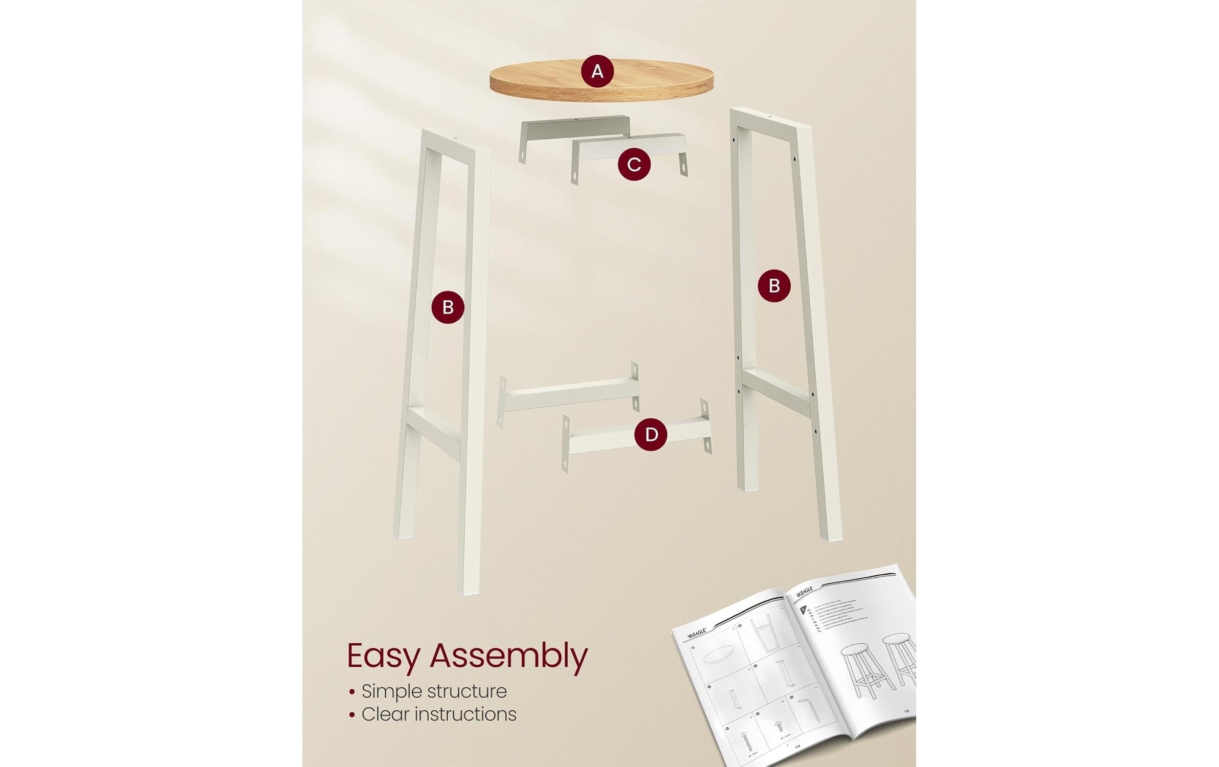 VASAGLE Tabouret de bar »32 x 65 cm, 2er Set«