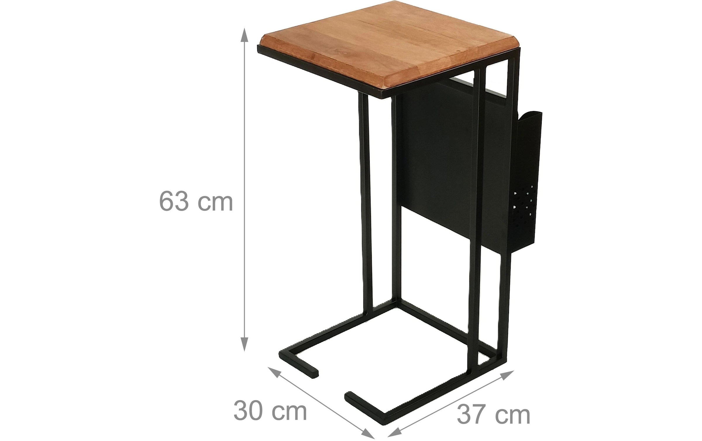 relaxdays Beistelltisch »in C-Form Mango 63 x 30« Couchtisch mit Zeitungsablage aus Mango Holz