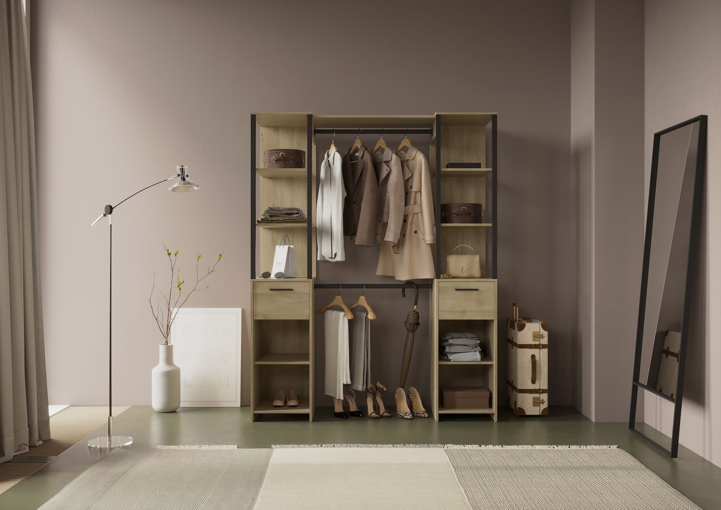 Demeyere GROUP Armoire à rideaux »Gary« L/H/P env. 160/200/50 cm,  Design peu encombrant,