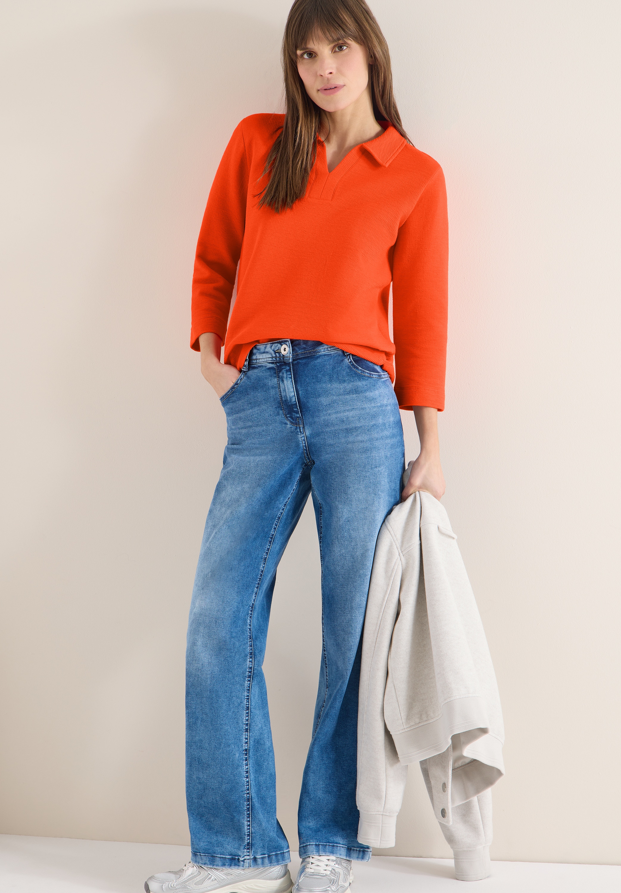 Cecil T-shirt à manches 3/4 mit Polokragen