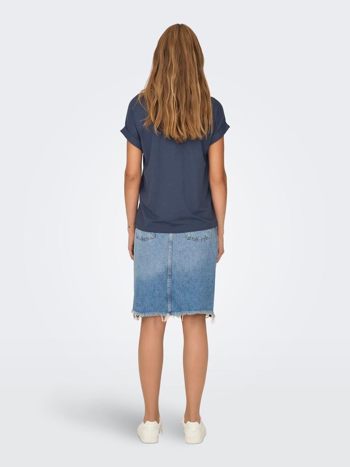 ONLY T-Shirt »ONLMOSTER – Kurzarmshirt mit Aufschlag und klassischem Look«, unifarben, casual, regular fit, Viskosemischung, Rundhals
