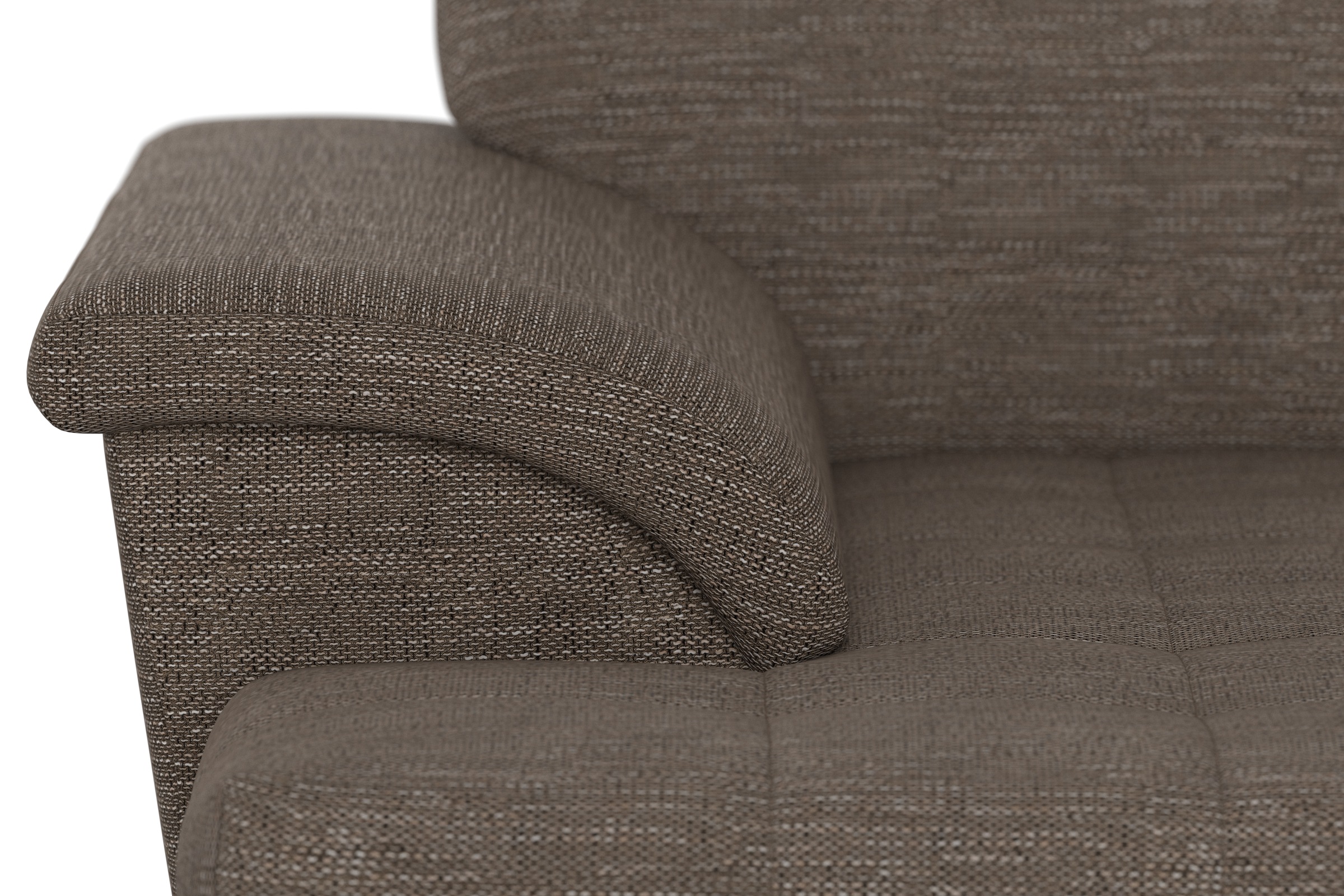 DOMO collection Wohnlandschaft »FRANZI 344x206x81 cm, elegant, komfortabel« U-Form, Recamiere rechts, beige-braun, B/T: 344/206 cm