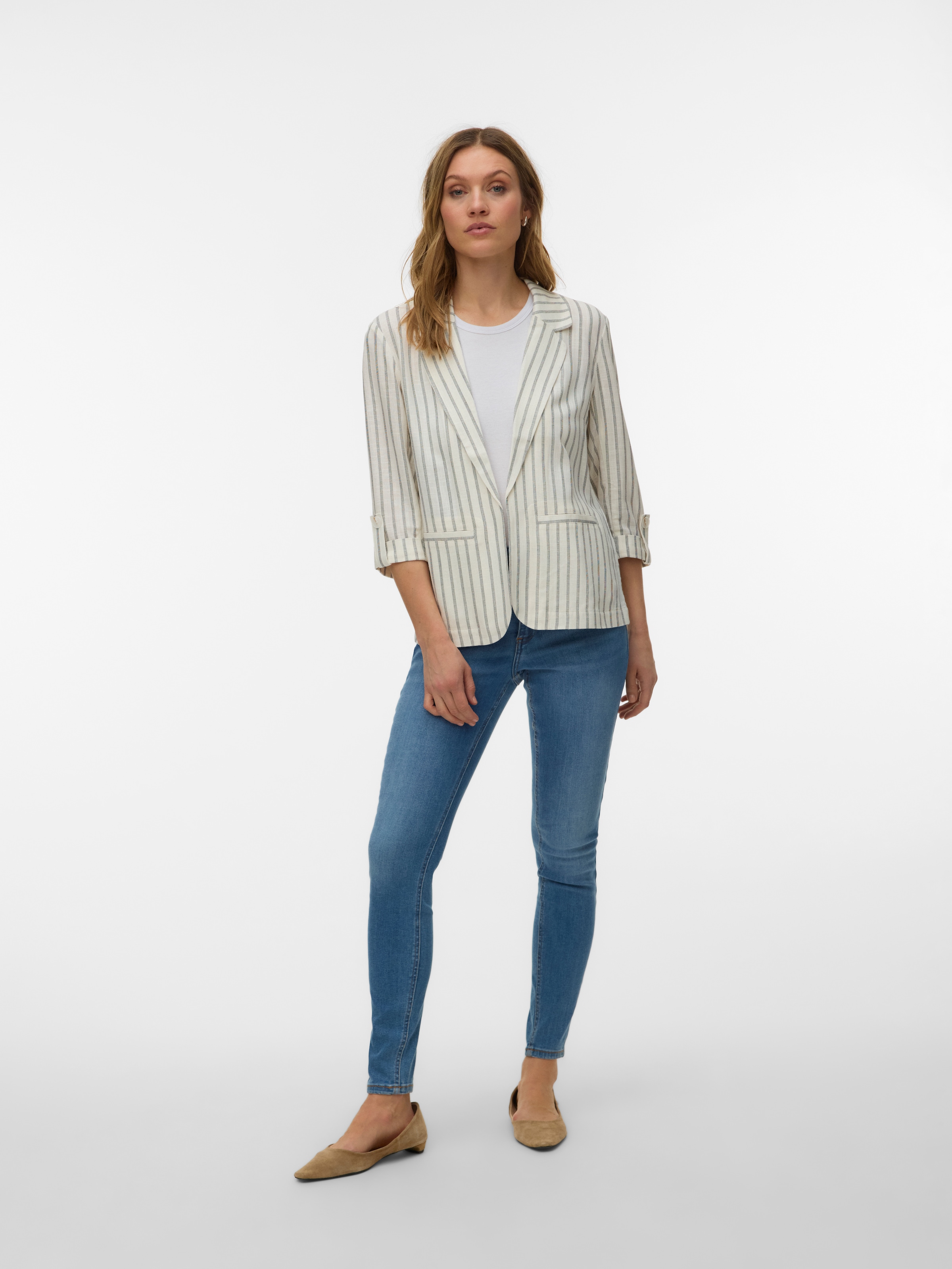 Vero Moda Blazer long »VMROSIE 3/4 LOOSE BLAZER NOOS« mélange viscose, coupe régulière, avec lin