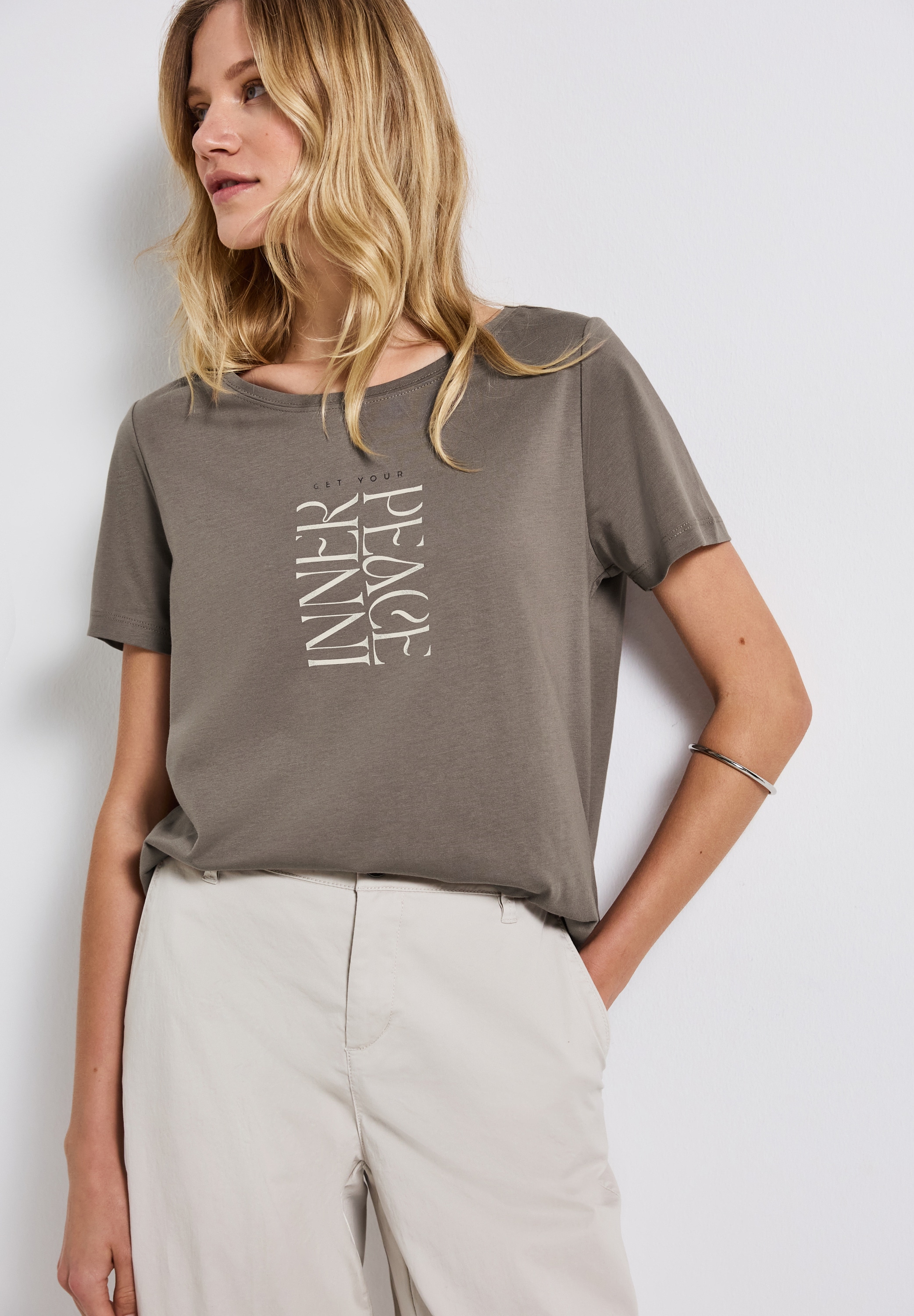 STREET ONE Haut de chemise avec impression texte