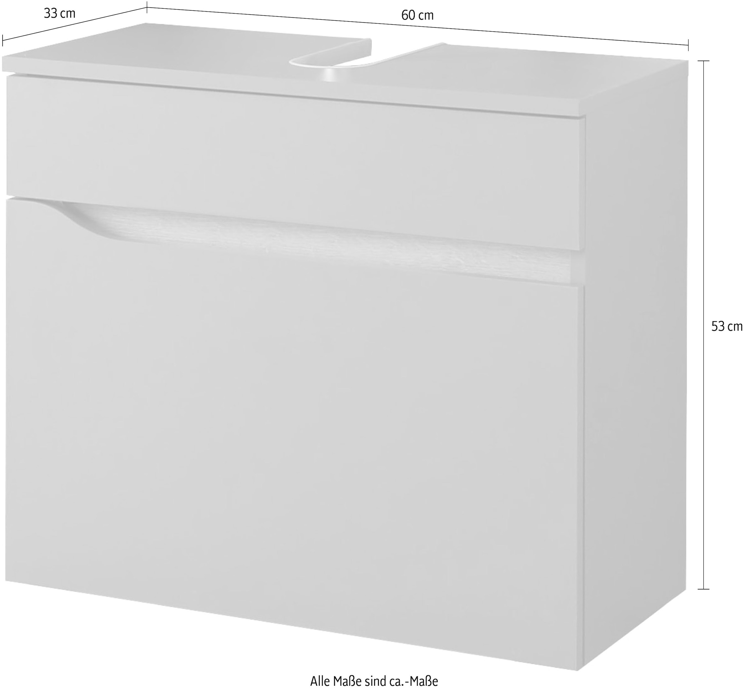 Saphir Armoire sous lavabo »Quickset Unterbeckenschrank, 60 cm breit, 1 Schublade« meuble sous-lavabo avec découpe siphon, sans lavabo, sans poignées