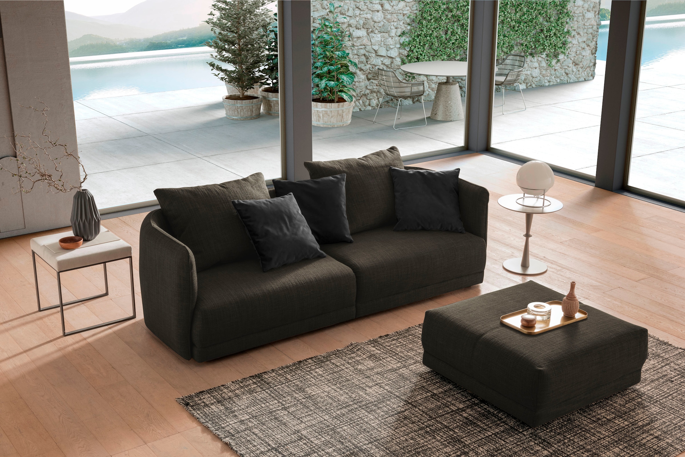 designwerk Big-Sofa »New York, anmutendes Designsofa« mit schmaler Arm- & Rückenlehne