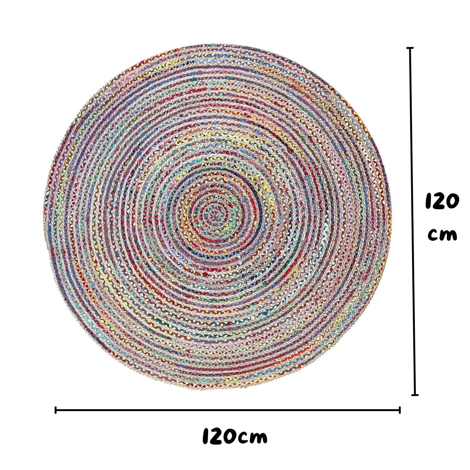 Myflair Möbel & Accessoires Tapis »Boho Breeze« Rond 10 mm Höhe tapis en jute, tissé main, tapis réversible, accents en coton coloré