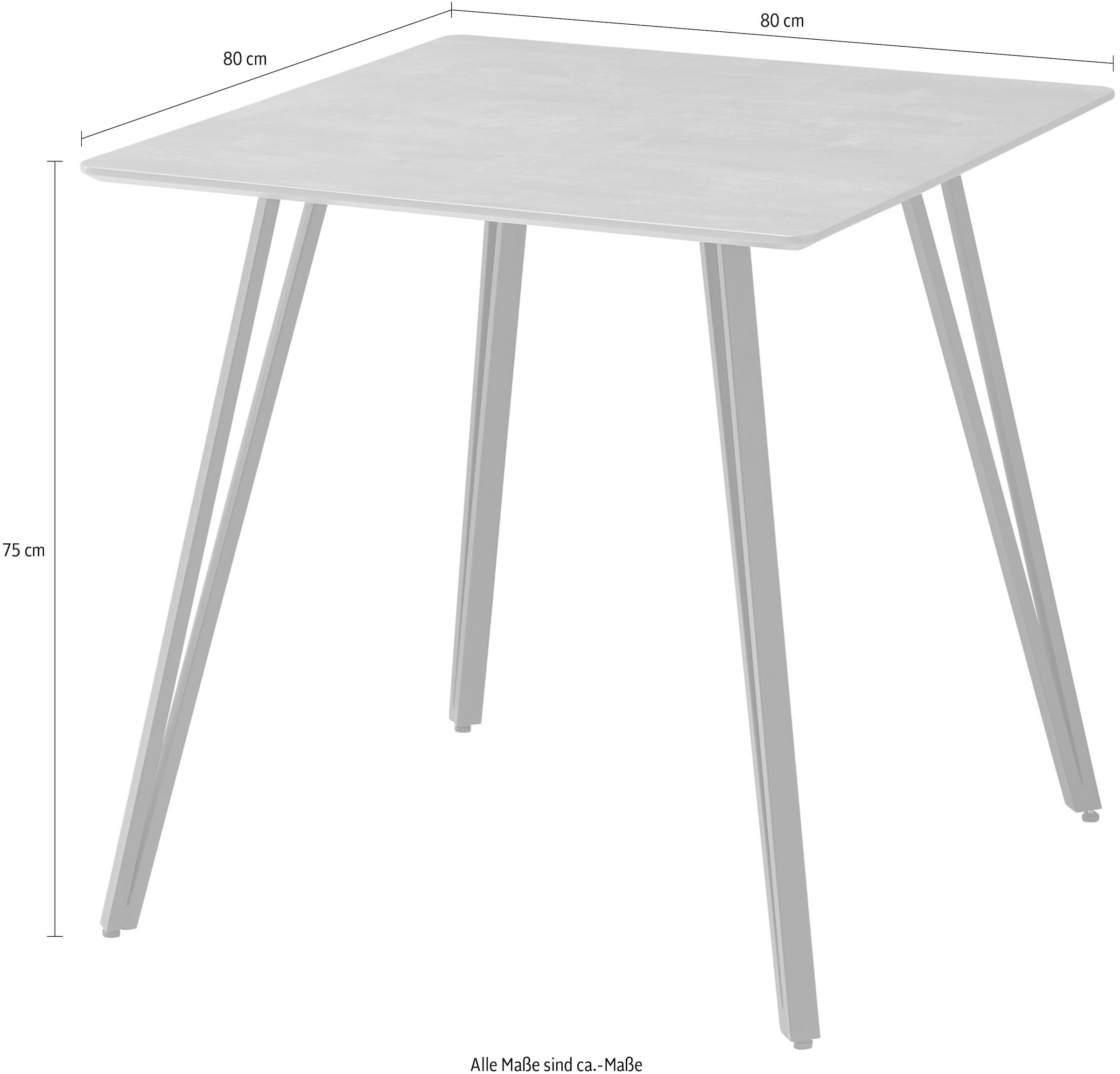 Stolkom Esstisch »Fieteni Esstisch B/H/T 80x75x80 cm« 1 Stk. tlg. Schweizer Kante, pulverbeschichtet