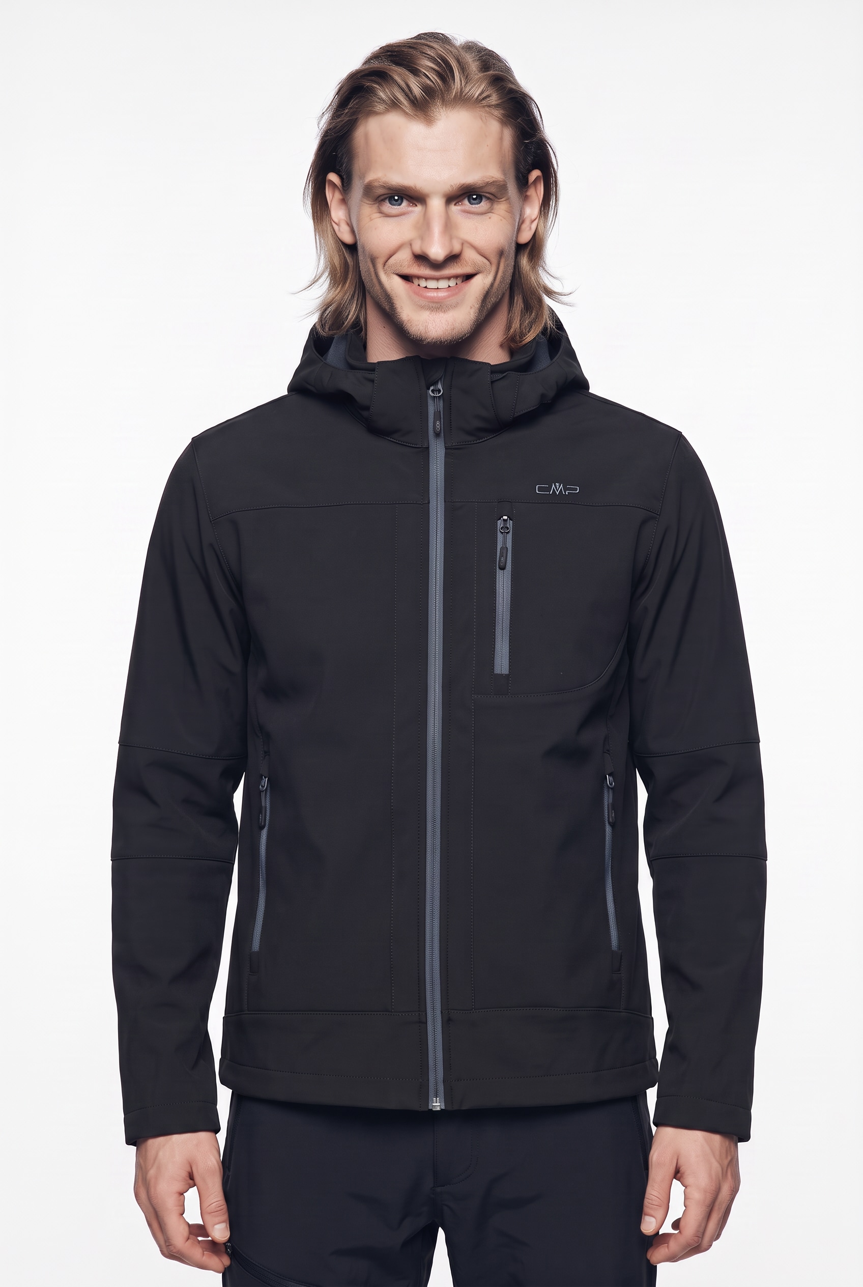 CMP Veste softshell »MAN JACKET ZIP HOOD« avec capuche avec poches latérales et poche poitrine, coupe-vent, respirant