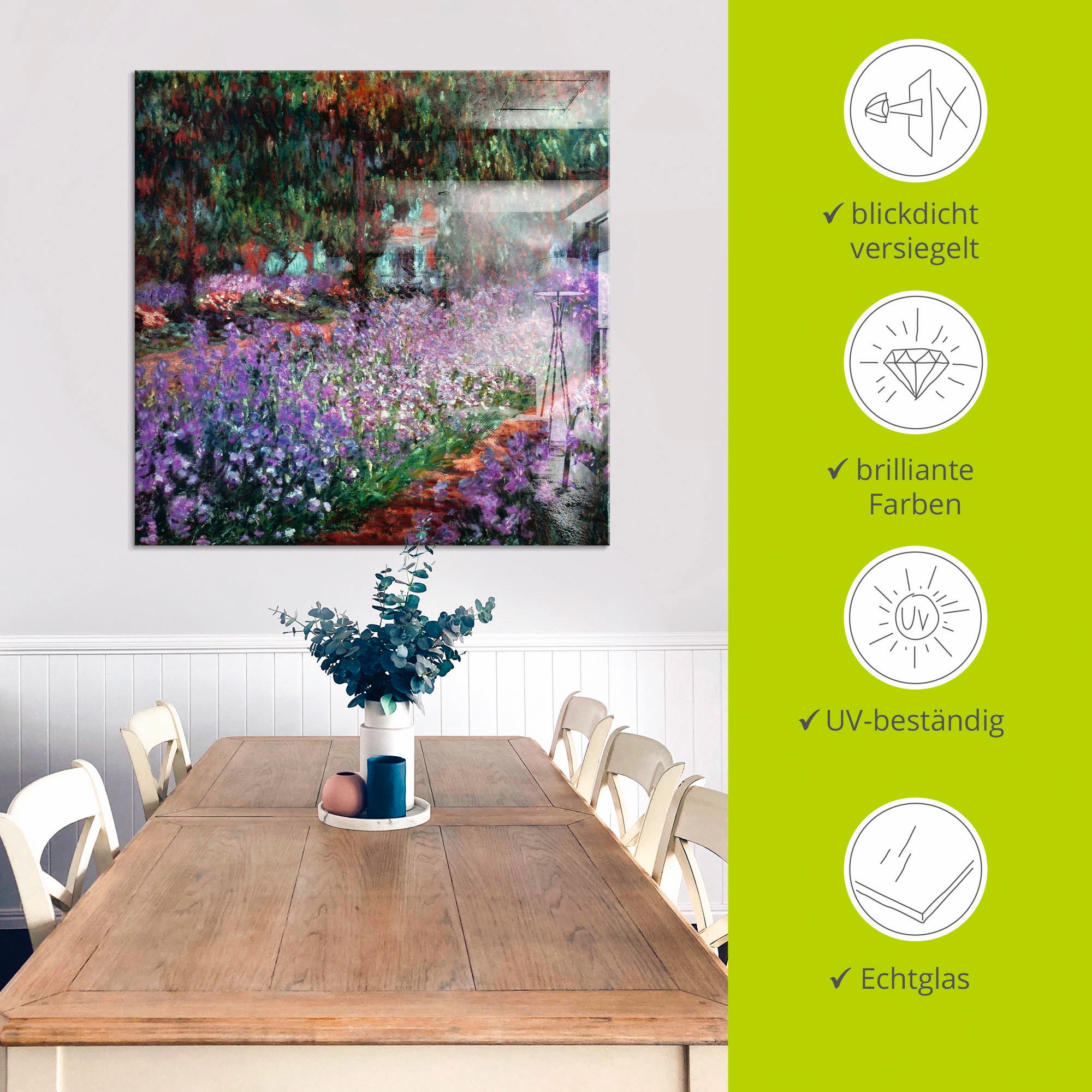 Artland Tableau en verre »Der Garten des Künstlers bei Giverny« 1 cuis tlg. in verschiedenen Grössen