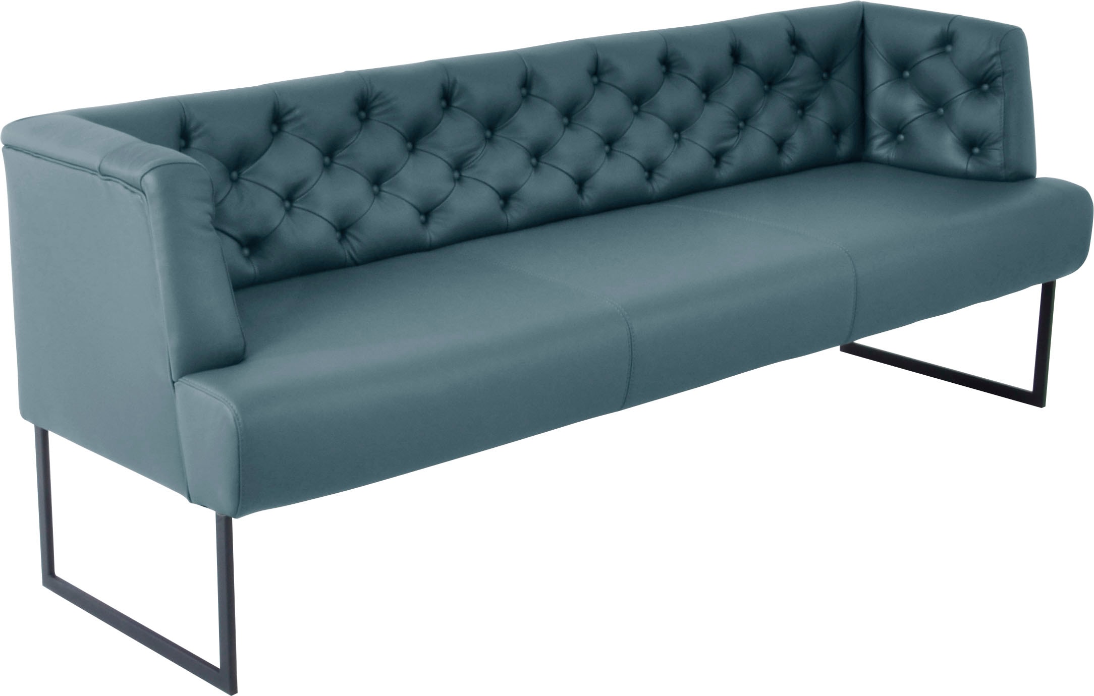 K+W Komfort & Wohnen Banc rembourré »Creso« style Chesterfield moderne, avec pieds patins noirs