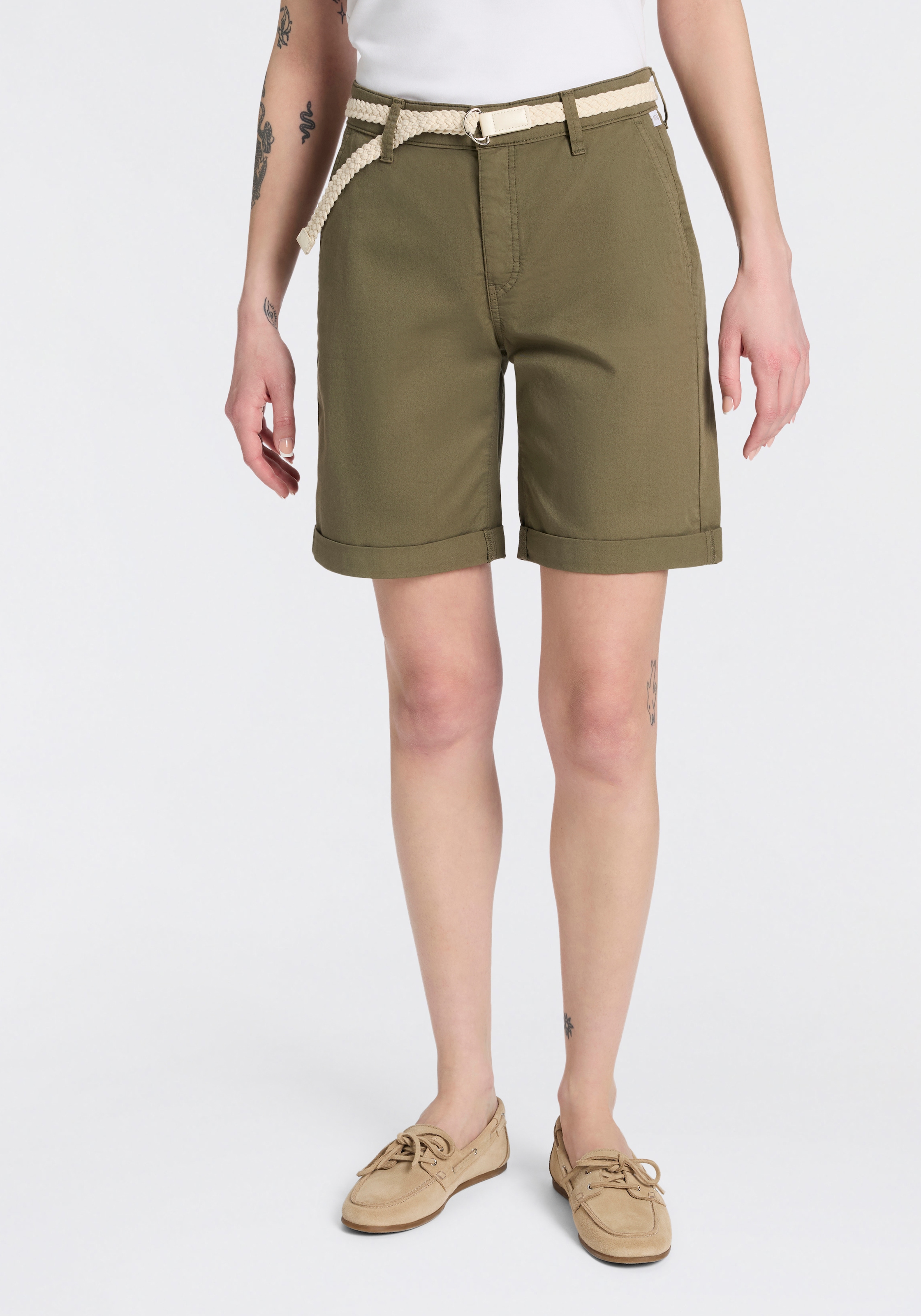 MAC Short en chino »CHINO SHORTS belt«  ceinture tressée incluse