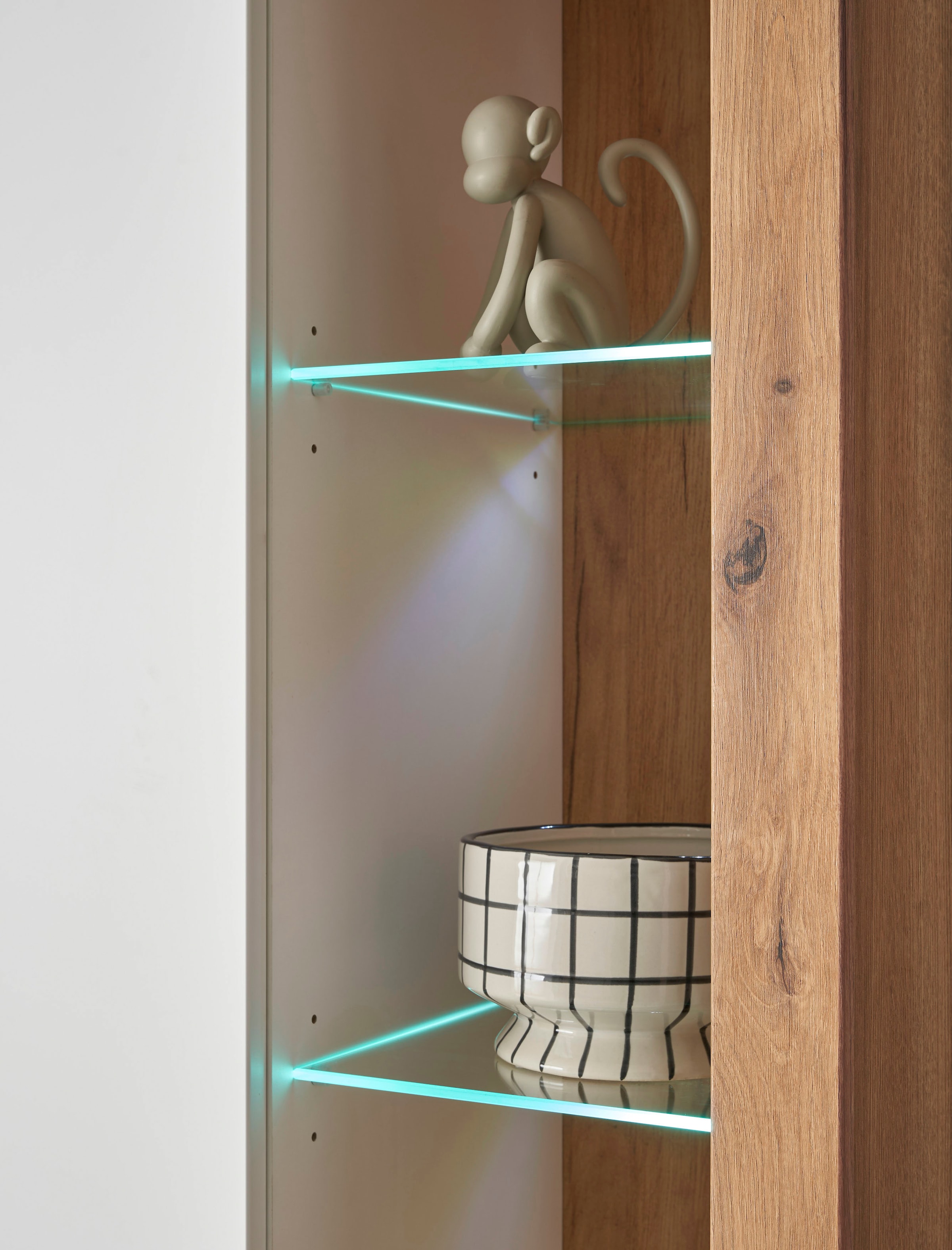 Home affaire Vitrines »Brixen, Vitrinenschrank in Eiche Dekor, moderne Standvitrine« Metallgriffe, ausreichend Stauraum, vielseitig einsetzbar, 80 cm breit