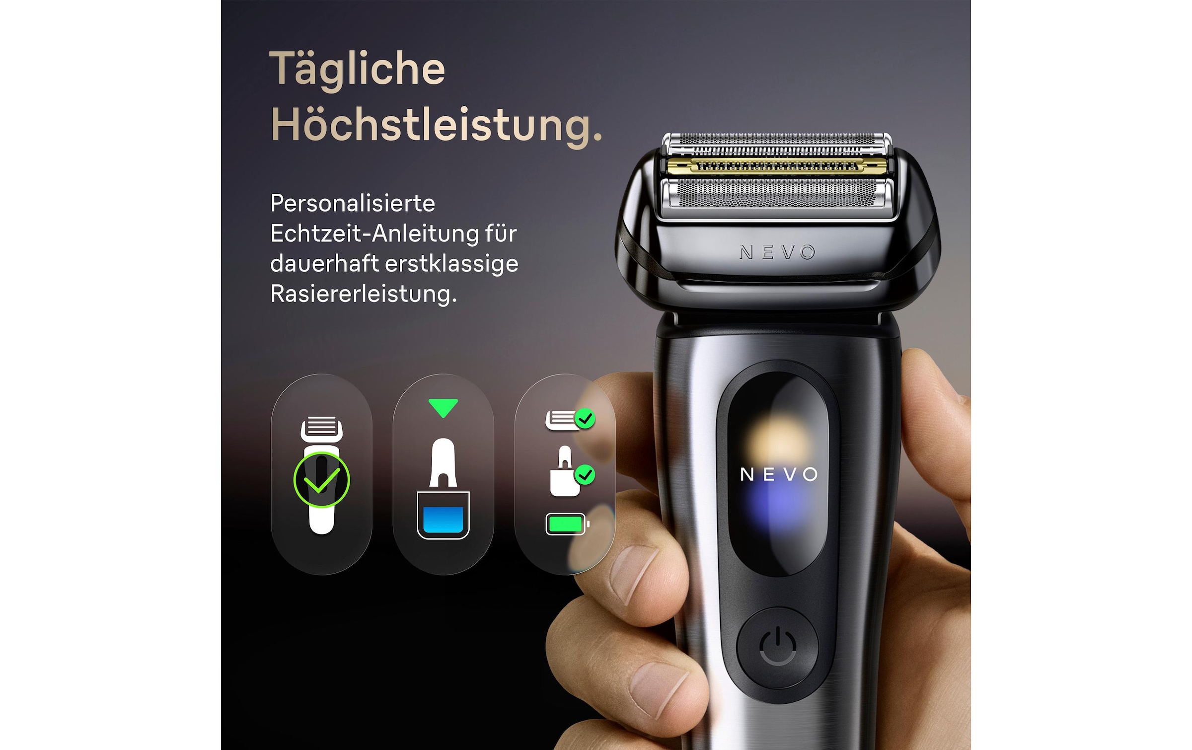 Braun »NEVO 11000cc« station de nettoyage SmartClean Plus Tondeuse de précision intégrée AeroTouch, écran intelligent, système de soin 7-en-1, étui de voyage, argent