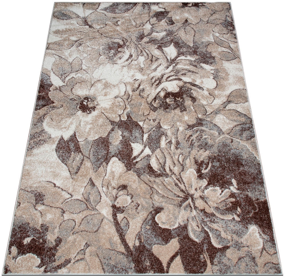 GOODproduct Teppich »Almrose« rechteckig 9 mm Höhe mit besonders weichem Flor, Blumen Muster, florales Design, Kurzflor