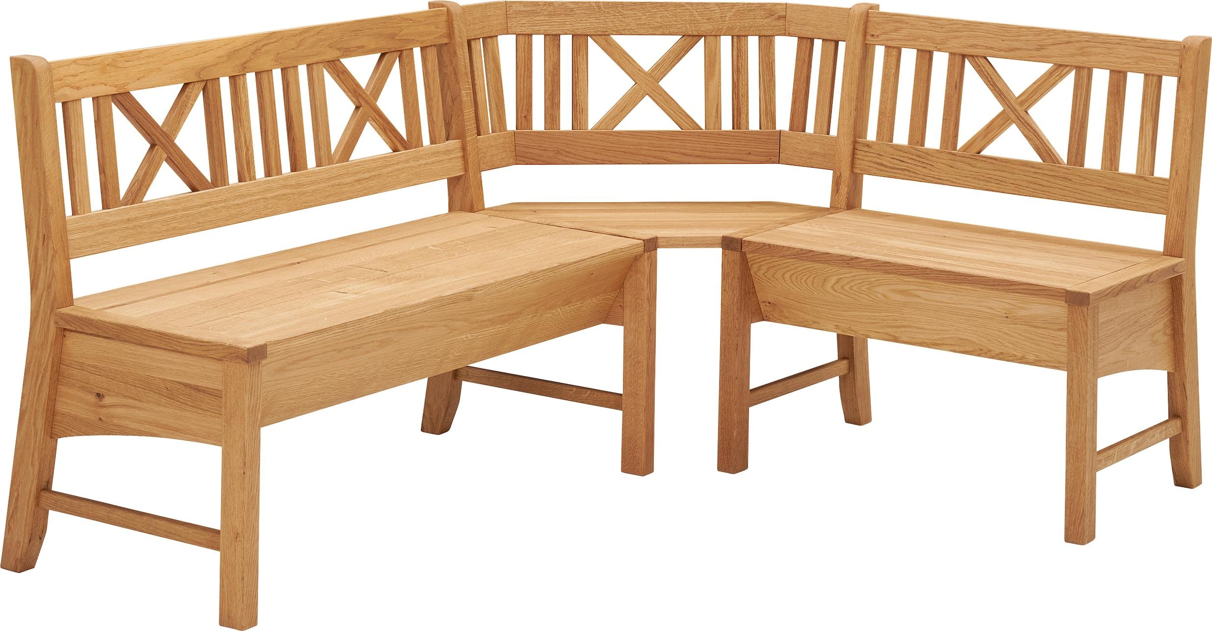 massivline&more Ensemble de bancs d'angle »Königsee« Ensemble, 4 cuis tlg. Banquette d'angle réversible, banquette d'angle avec coffre, avec extension 120 (160) cm
