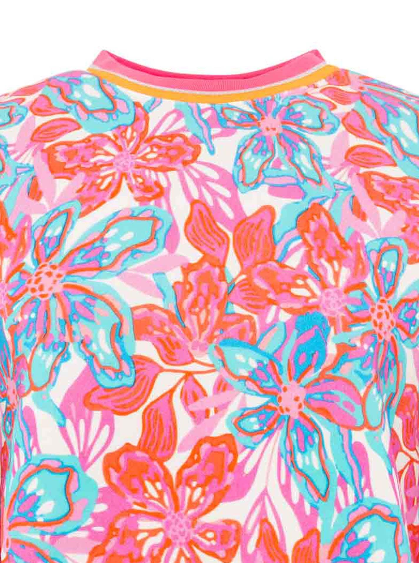 Zwillingsherz Hoodie »"Flower Sparkles"«, Rundhals, gestreifte Neon-Bündchen, florales Muster
