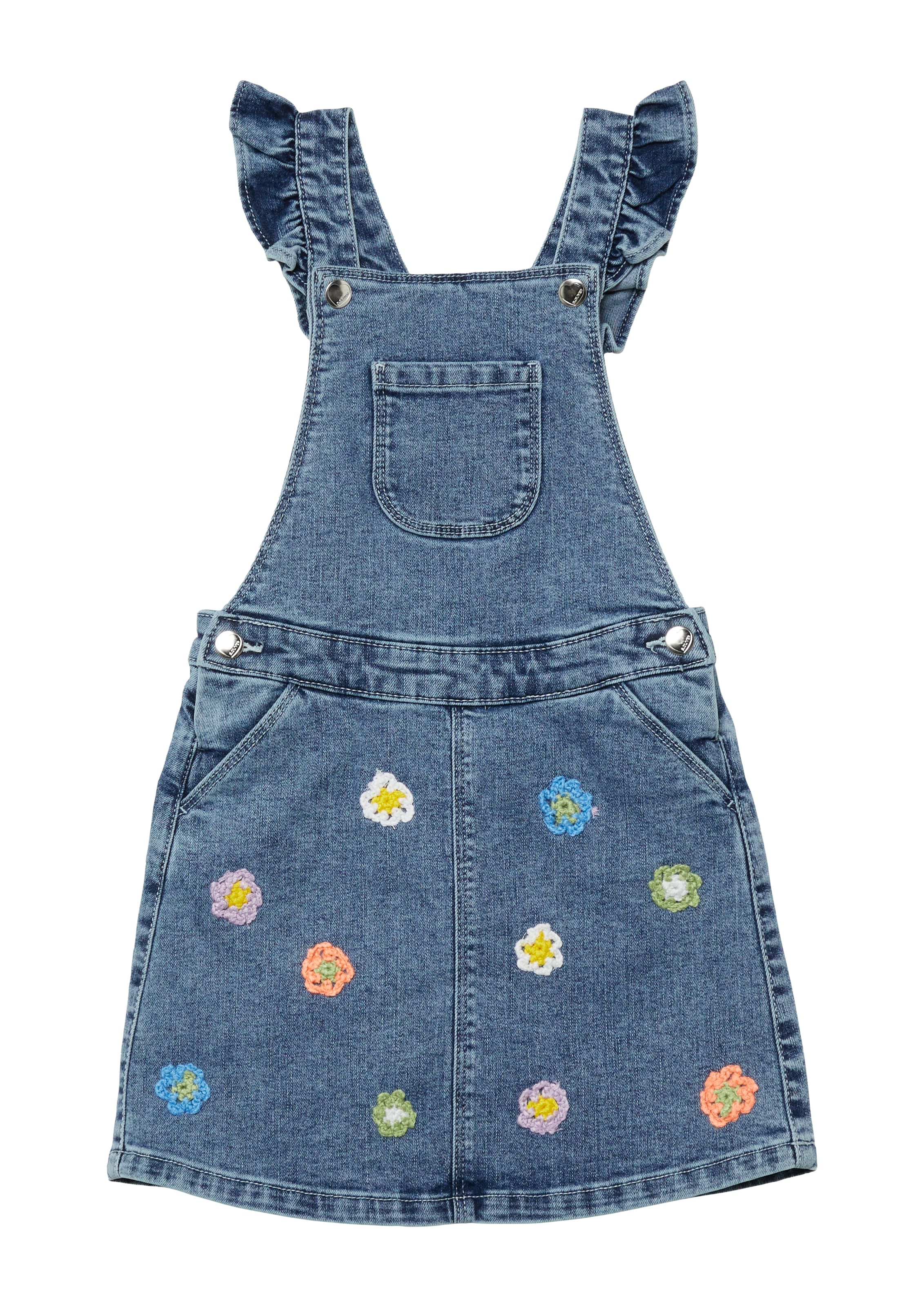 s.Oliver Junior Jupe à bavette en mélange de coton avec denim, coupe régulière