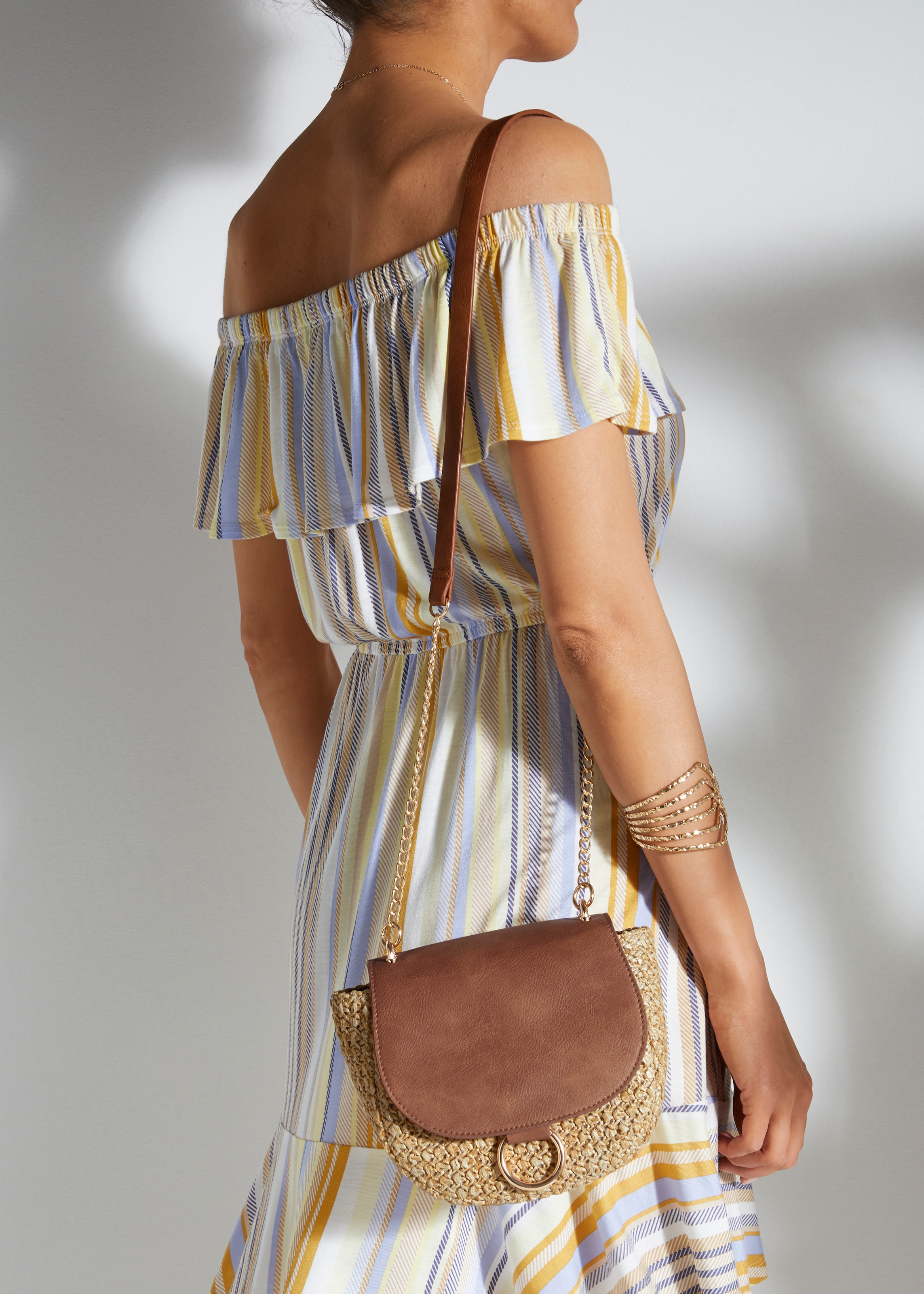 LASCANA Umhängetasche »Strandtasche« Minibag,Schultertasche,Tragetasche,Crossbody Bag,Bast-Optik VEGAN