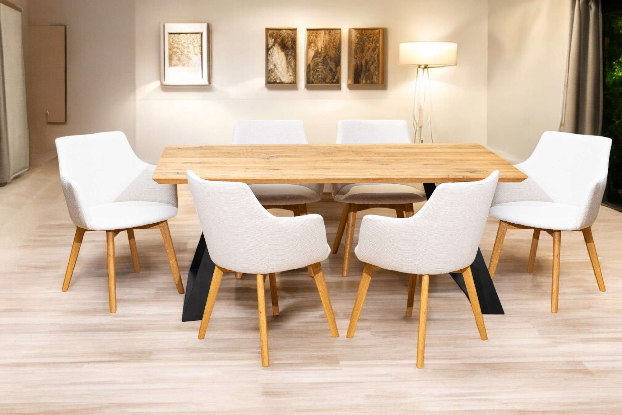 Home affaire Table de salle à manger »Team Esszimmertisch, Küchentisch, Speisetisch, mit Schweizer Kante« U-Gestell aus Metall, 2cm starke Tischplatte auf 4cm gedoppelt