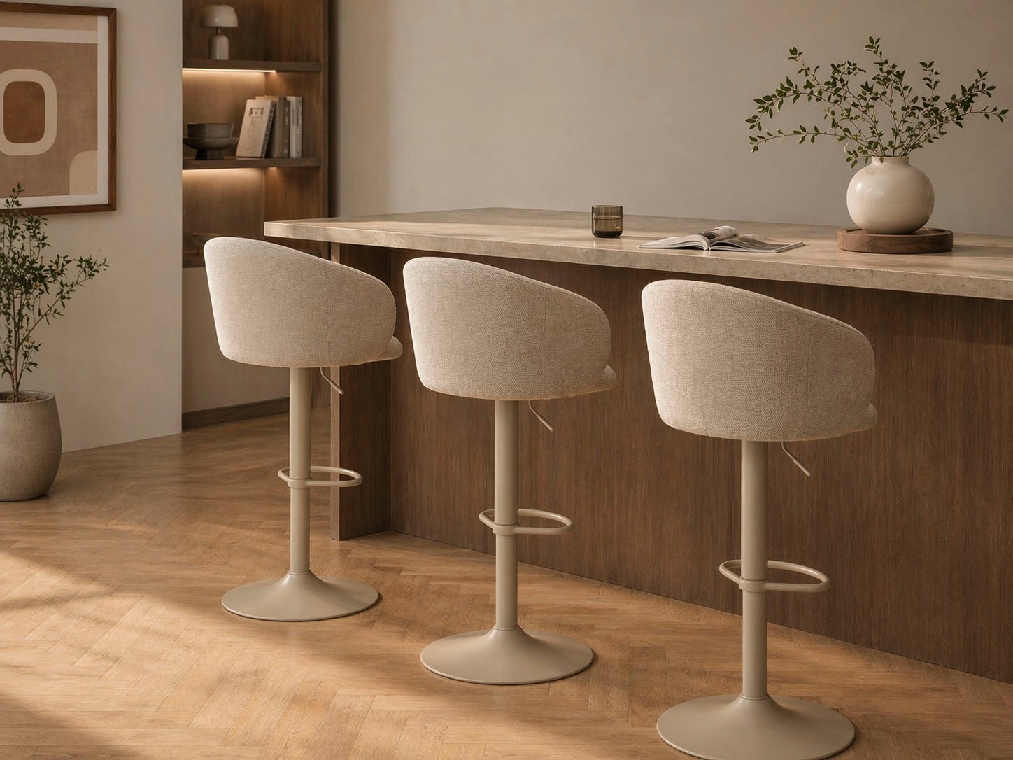 ACTONA GROUP Barhocker »Eleanor gepolstert - drehbar & höhenverstellbar, moderne« 1 Stk. tlg. Bequemer Barstuhl mit Fussstütze und Drehfunktion im Scandi Stil