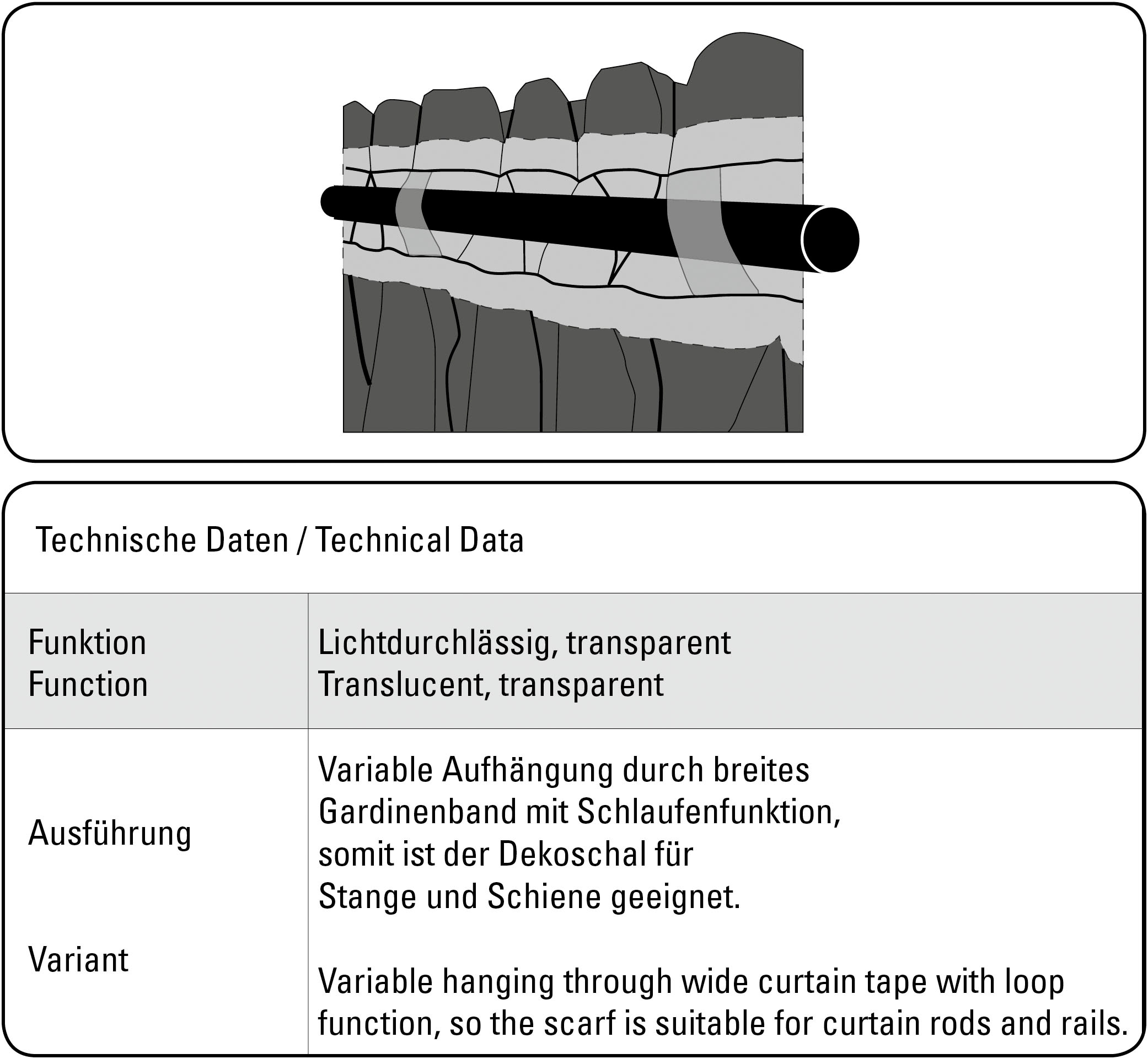 Sehlbach Gardine »Schal Etamine Querstreifen« Schlaufen 1 Stk. tlg. mit Gardinenband und verdeckten Schlaufen