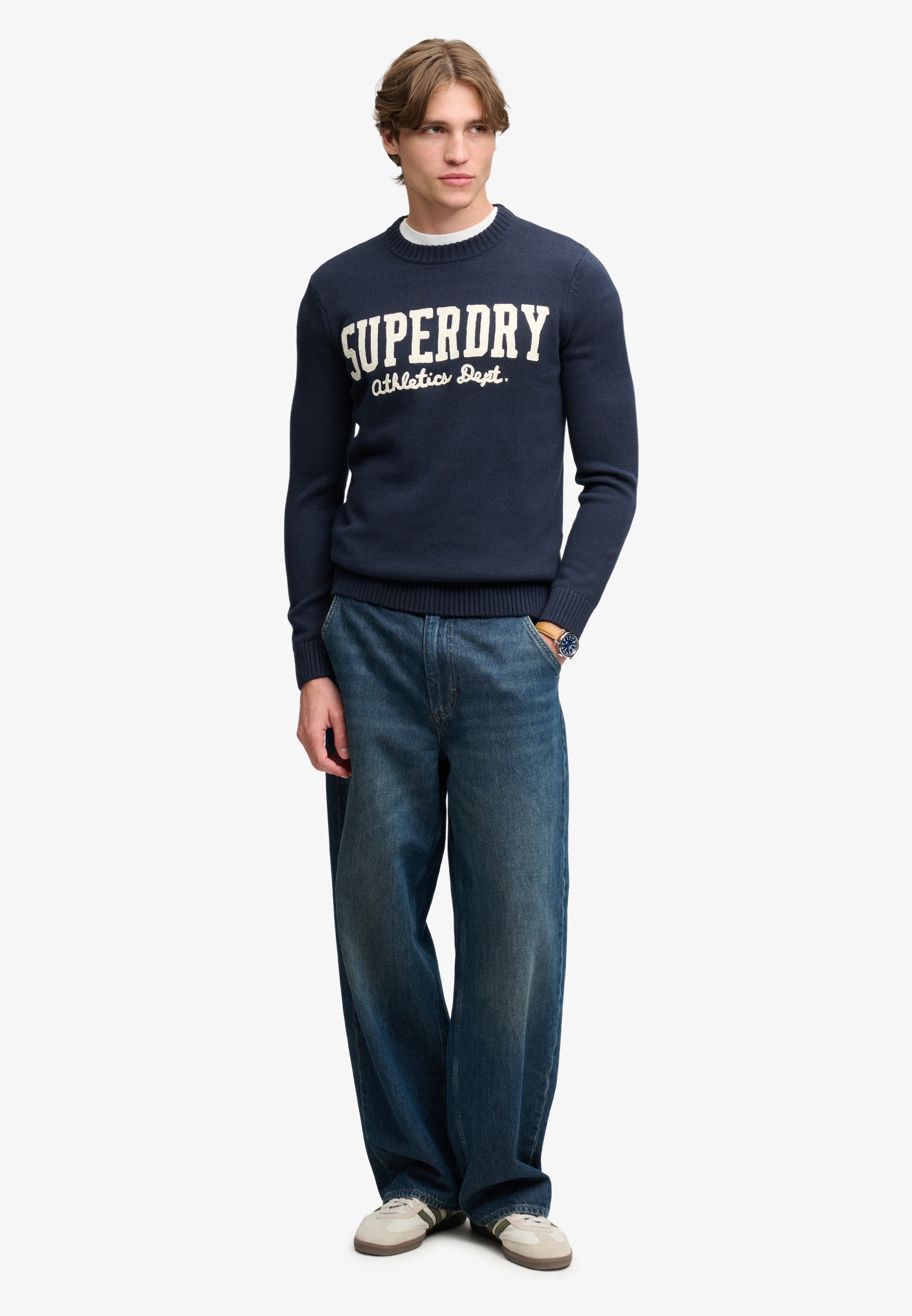 Superdry Rundhalspullover »APPLIQUE GRAPHIC JUMPER« Baumwolle, slim fit