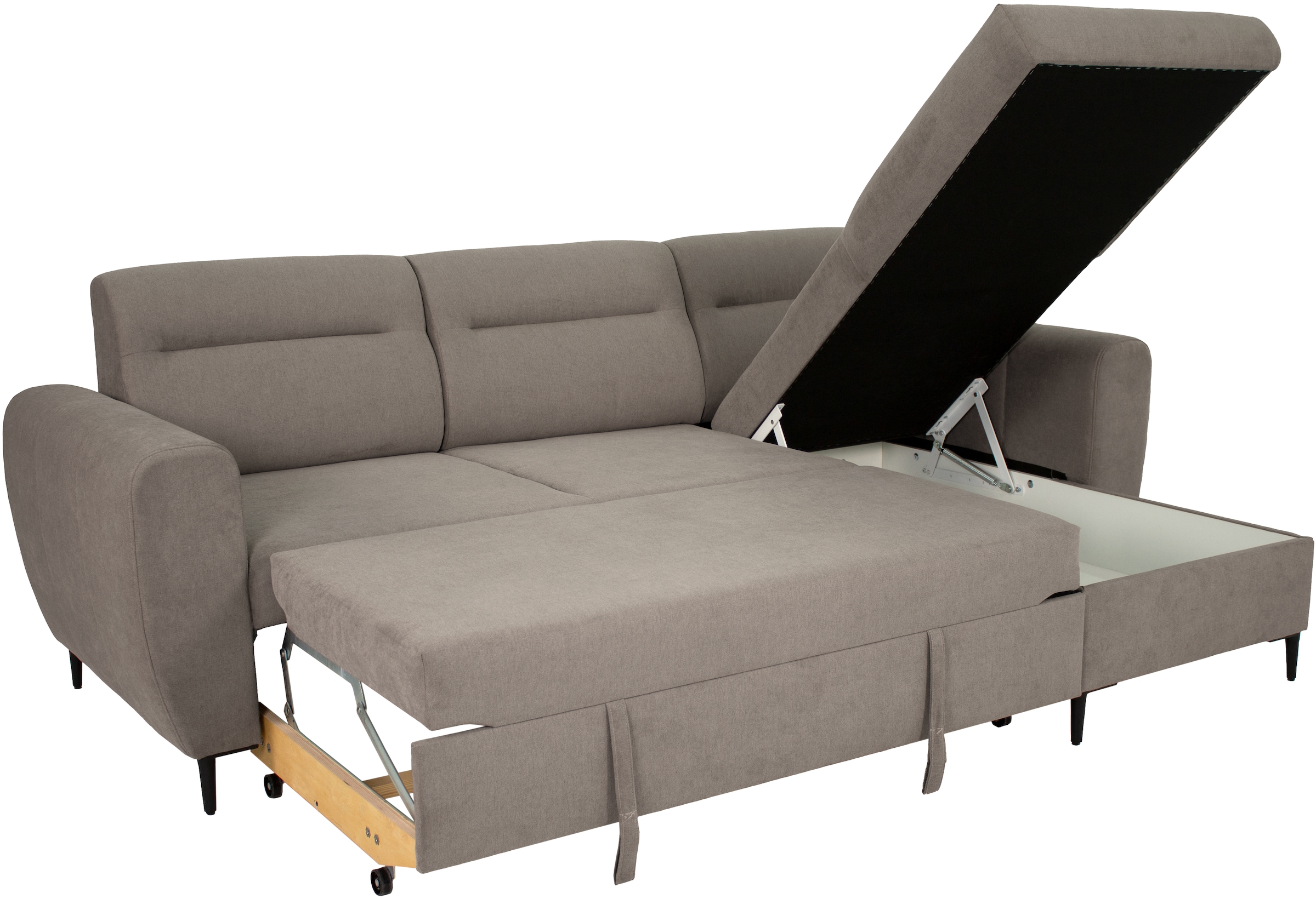 Trends by HG Canapé d'angle »Bella L-Form, B: 248 cm« avec fonction lit et coffre de rangement