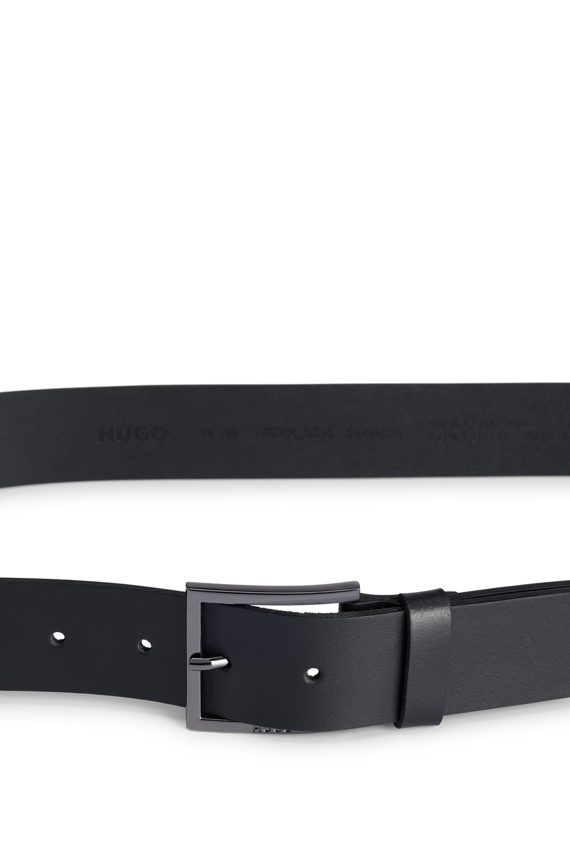 HUGO Ceinture en cuir »Geek_Sz35« mit kontrastfarbenen Nähten und dezenter Metallschliesse