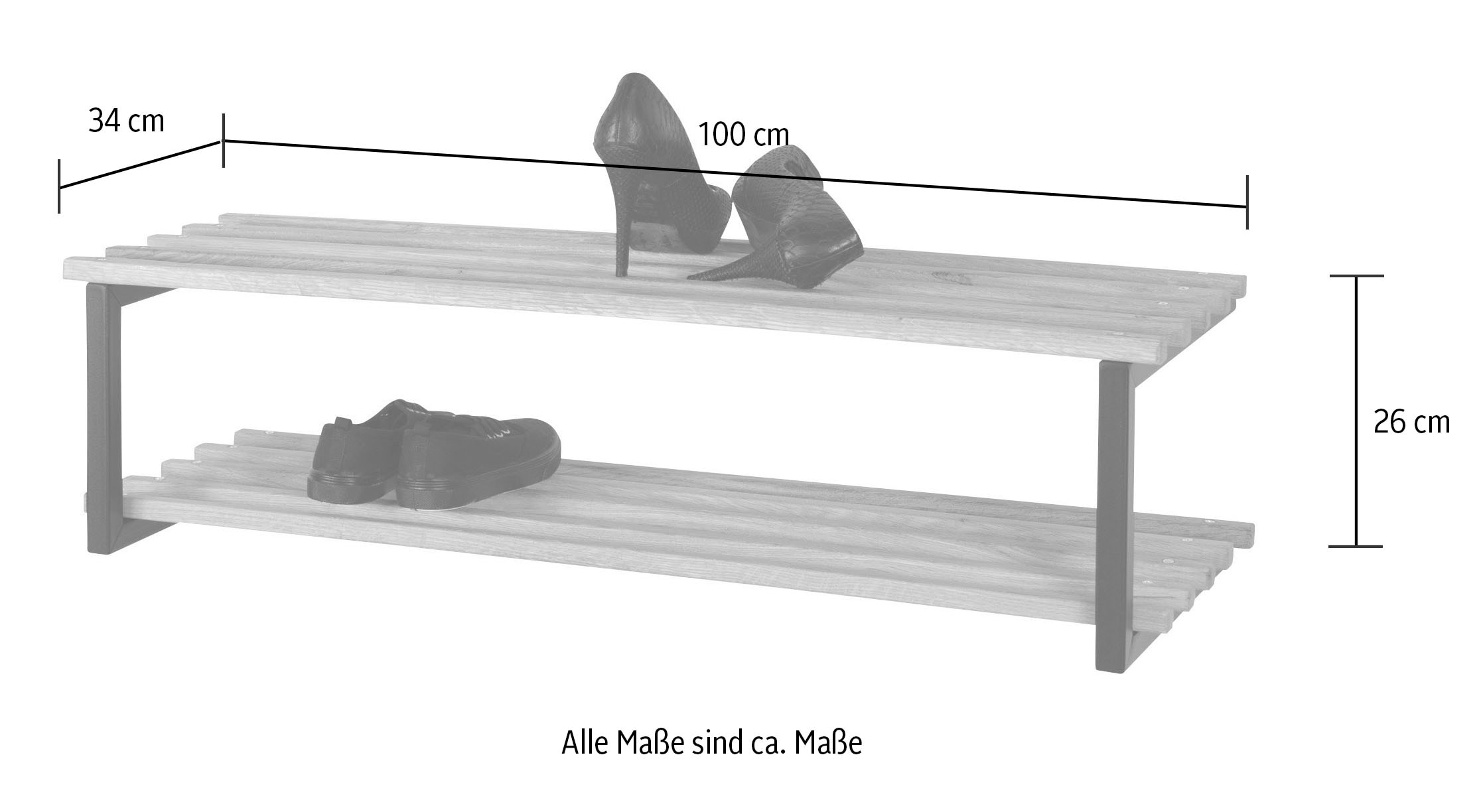 Spinder Design Schuhregal Metall, Zeitlos, 6 Paar Schuhe