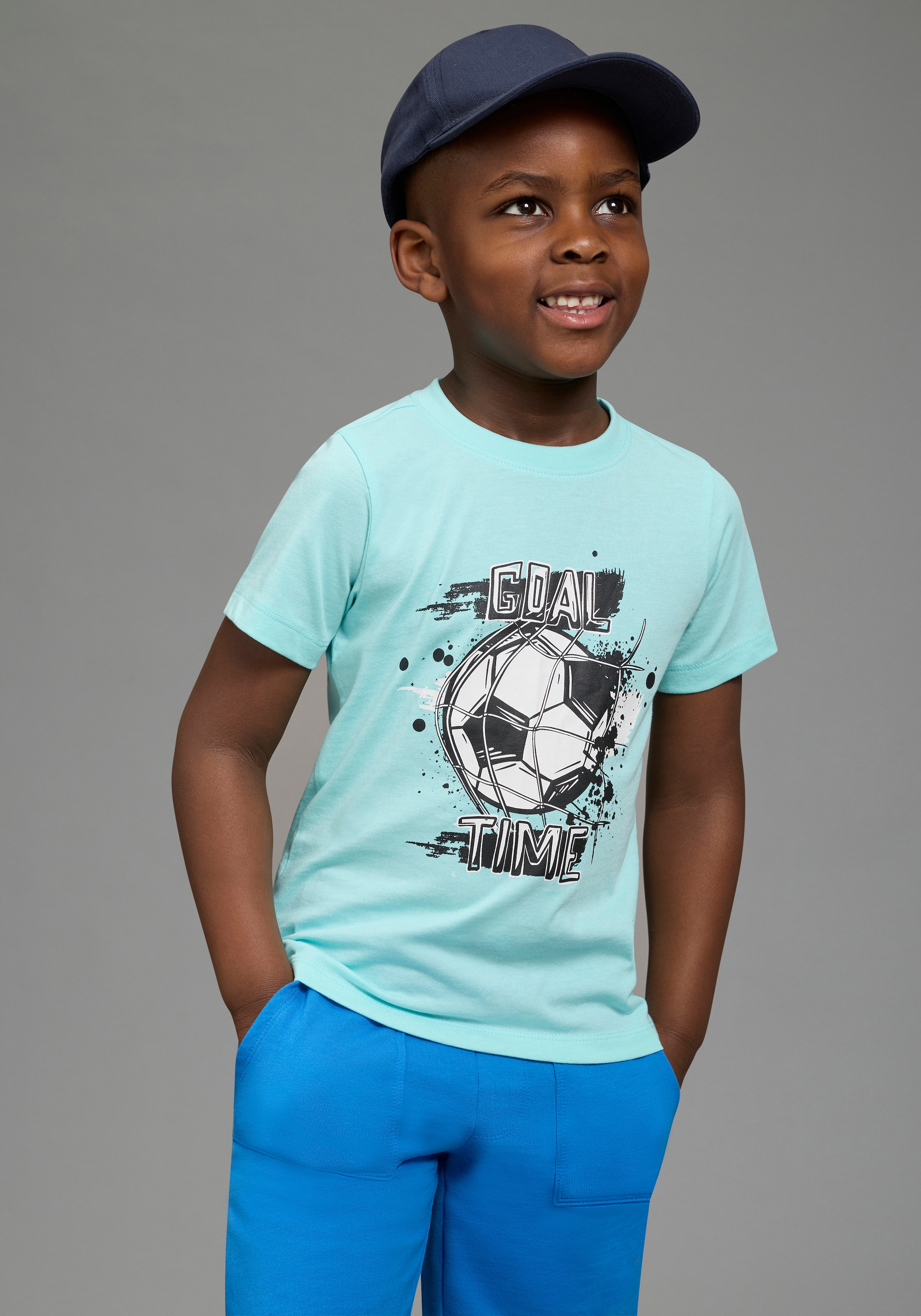 KIDSWORLD T-Shirt »Shirt mit Fussballmotiv: GOAL TIME« für Jungen, Kurzarm, Rundhalsausschnitt