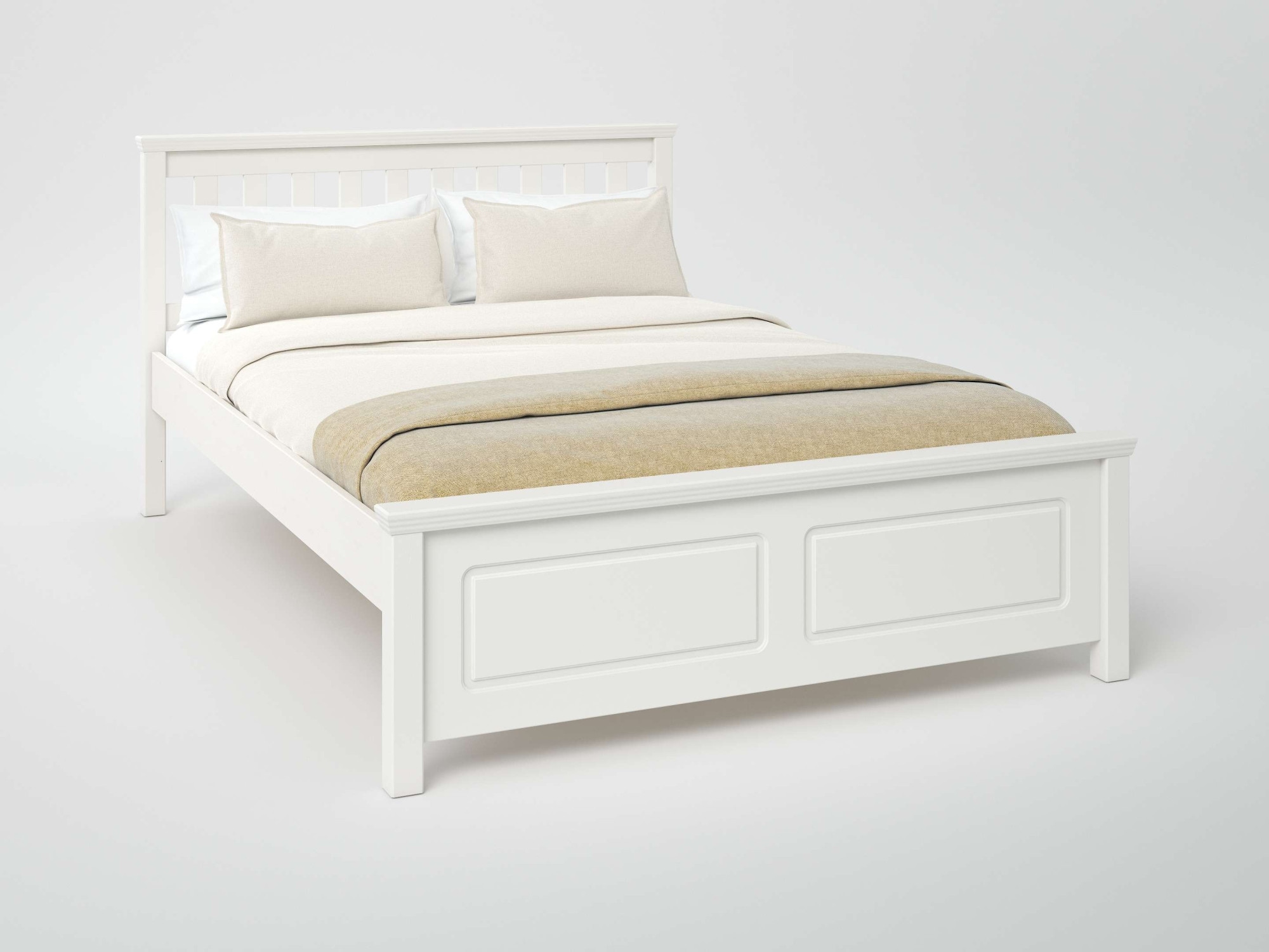 GOODproduct Lit »Fredegard, skandinavischer Stil, vielseitig kombinierbar, 2 Breiten« 180er oder 140er Breite,  teilmassiv, Sprossen am Kopfteil, mit Lattenrost, Kassettenoptik