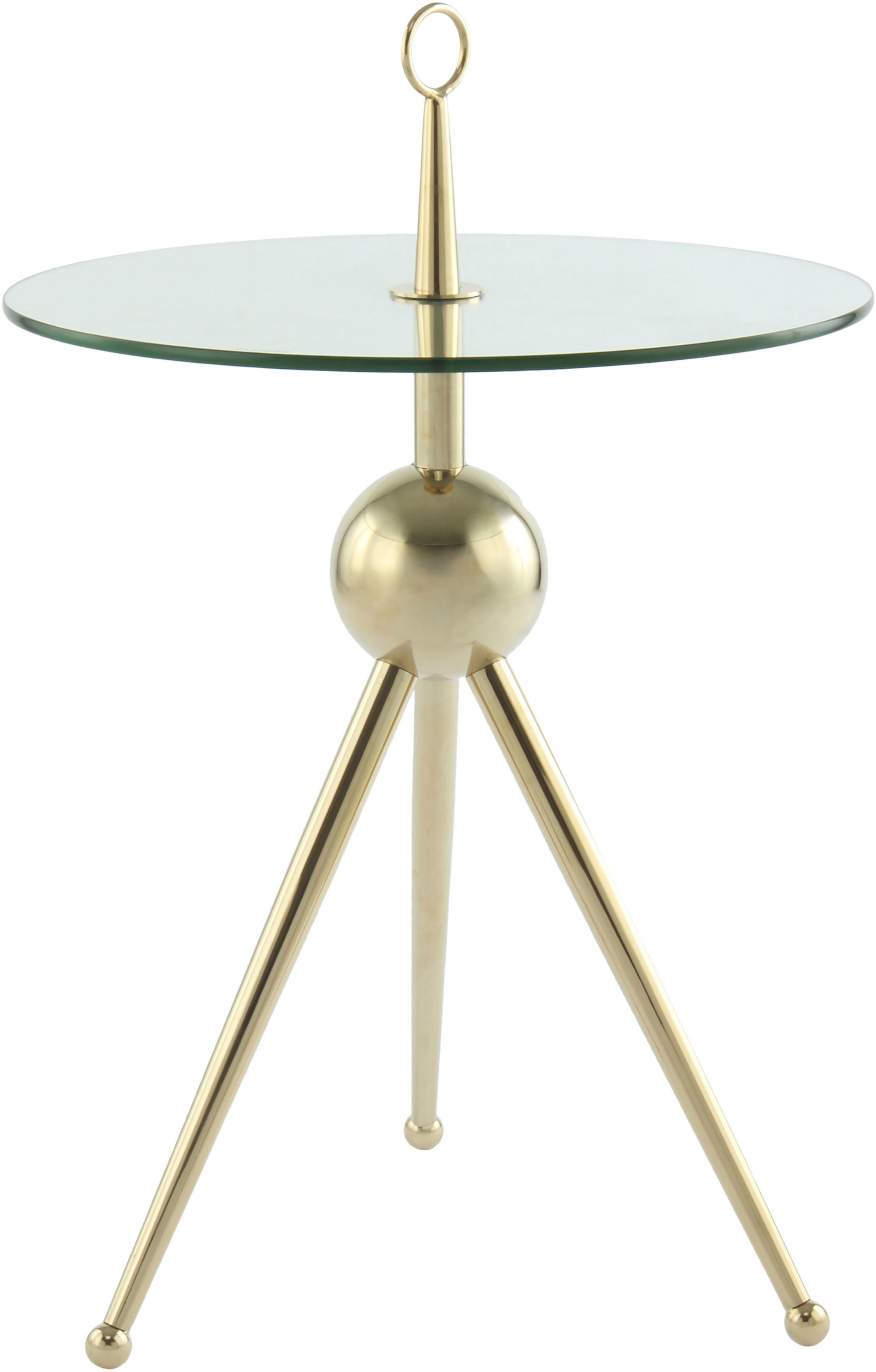 Kayoom Beistelltisch »Ontario 325, Runde  Glasplatte aus Sicherheitsglas, 100% Edelstahl« 1 Stk. tlg. Minimalistisch, Gestell in Tripod-Design, mit Tragering