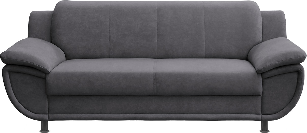 TRENDMANUFAKTUR 3-places »Rondo, Breite 207 cm, breite Armlehnen, Füsse schwarz« Grand canapé avec ressorts en option, disponible en différents revêtements