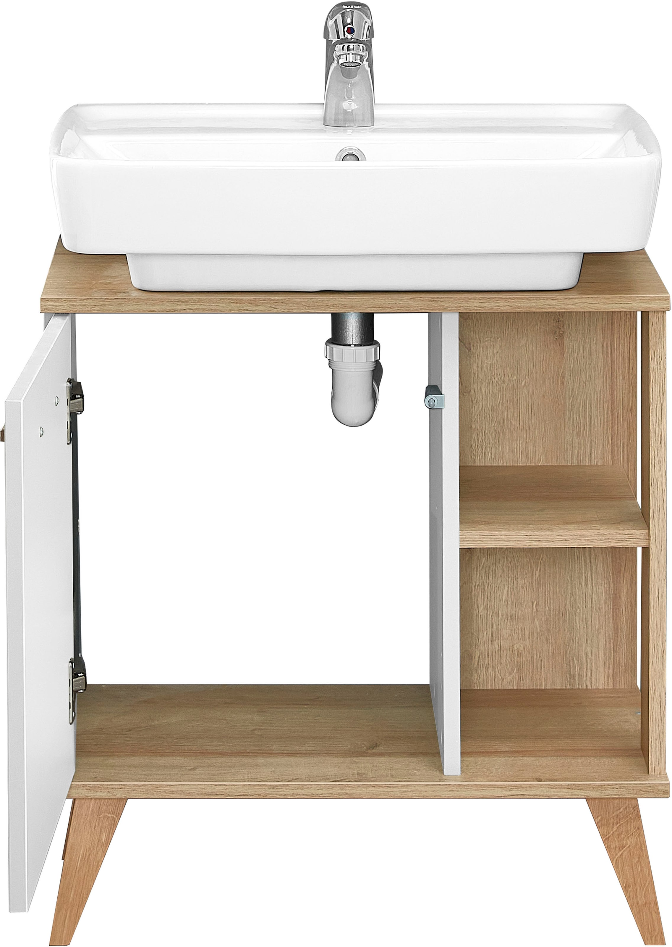 Saphir Ensemble de meubles de salle de bain »Quickset 4-teilig, Waschbeckenunterschrank mit LED-Spiegel« 5 cuis tlg.
