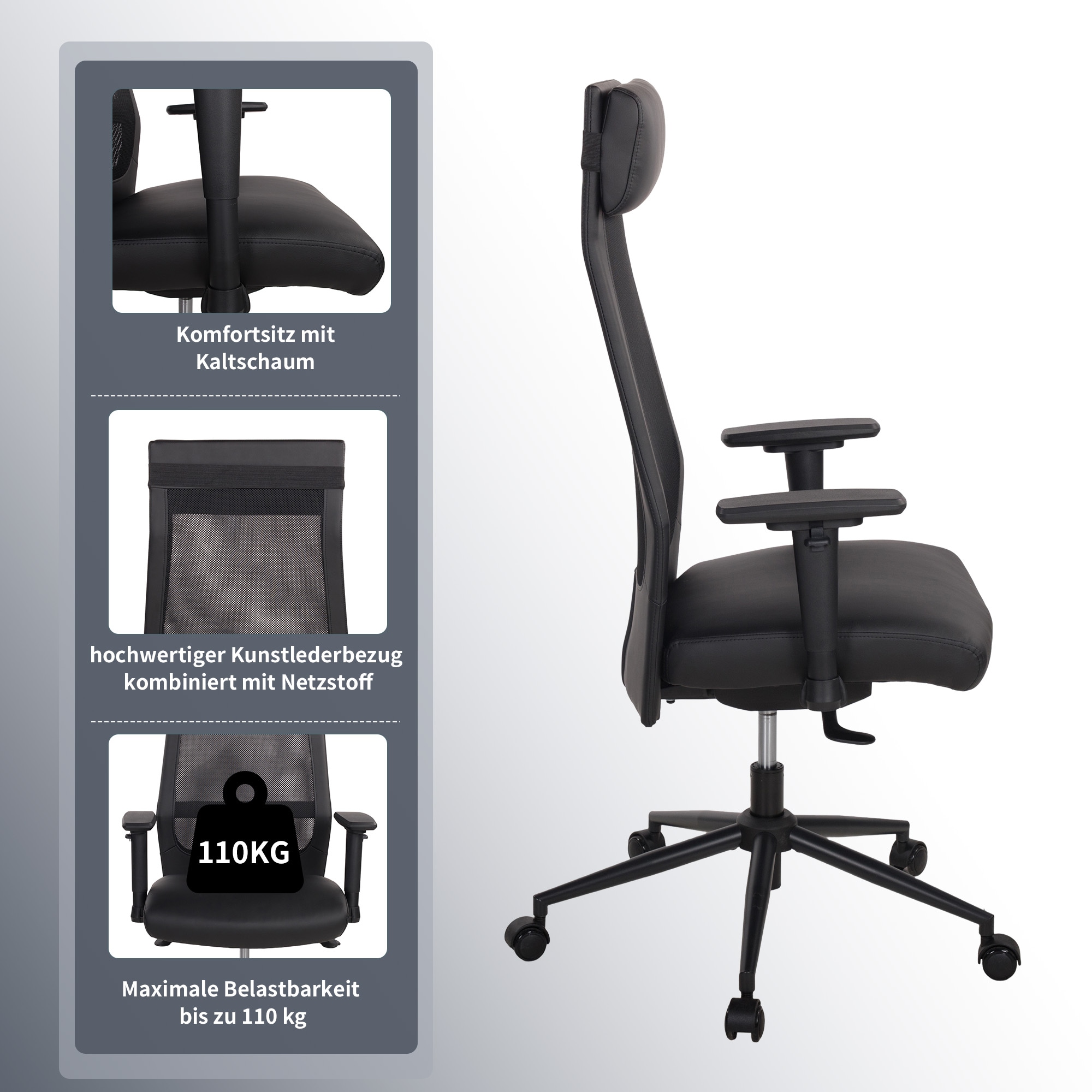 Duo Collection Chaise de bureau »SERRIA« () 1 cuisAccoudoirs 3D, réglage profondeur et hauteur d'assise, coussin cervical