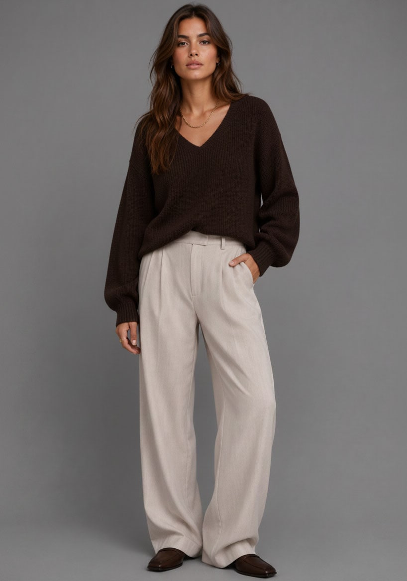 Laura Scott Pull col V »mit moderner Oversize-Passform« en maille grosse
