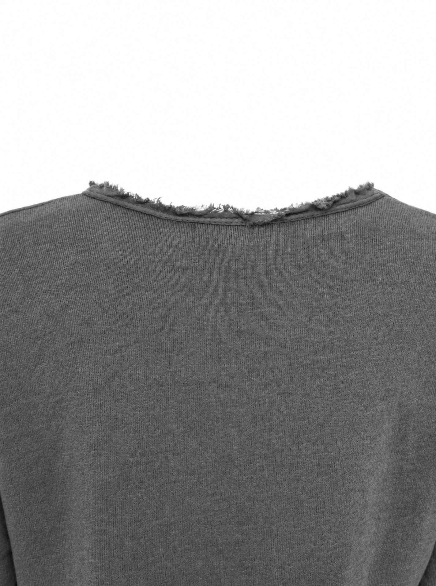 Zwillingsherz Sweat-shirt »"Positive Mind"«, encolure en V effilochée, look usé, manches longues, inscription
