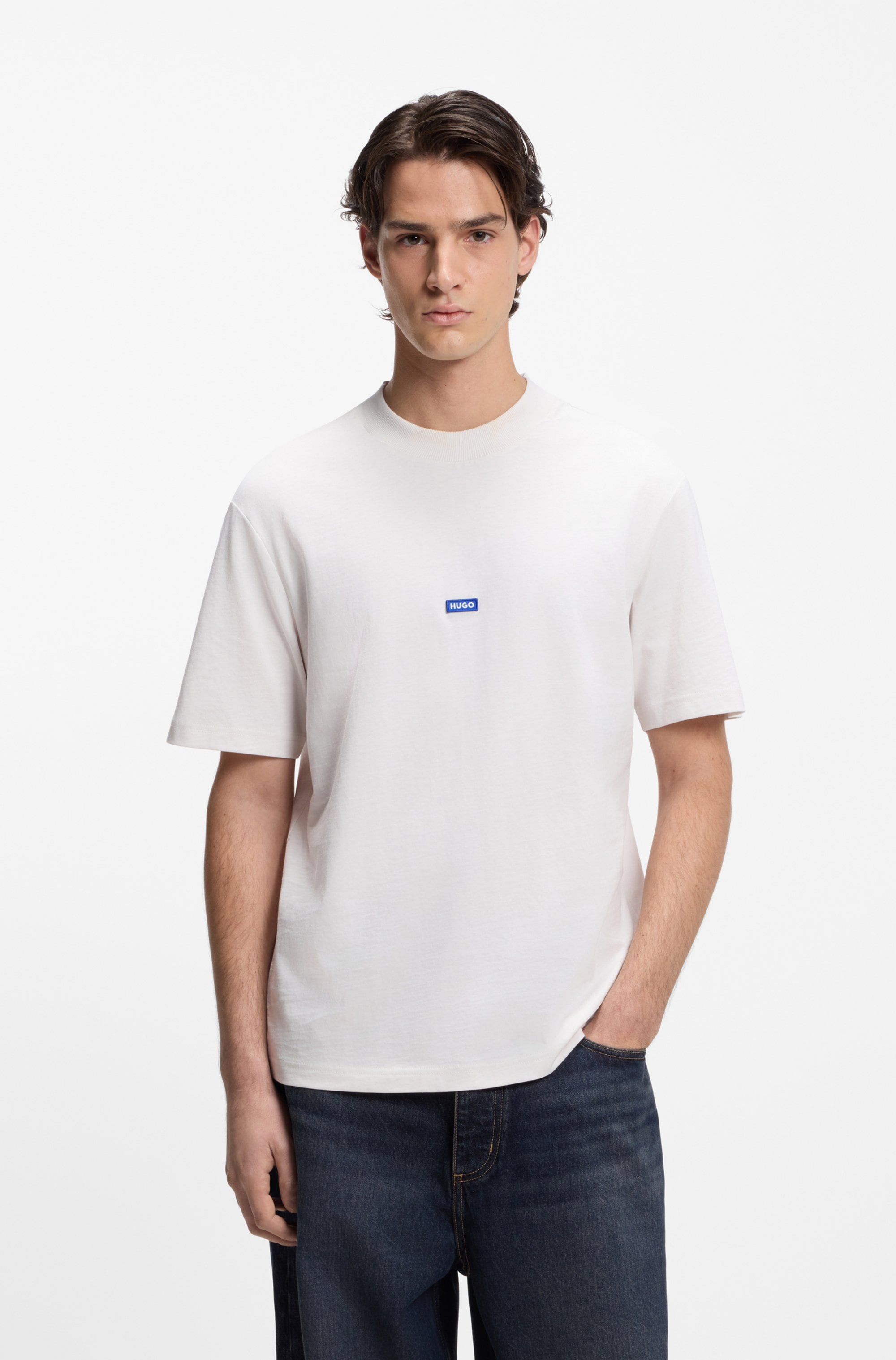 HUGO Blue T-Shirt »Nieros« mit Logo-Patch