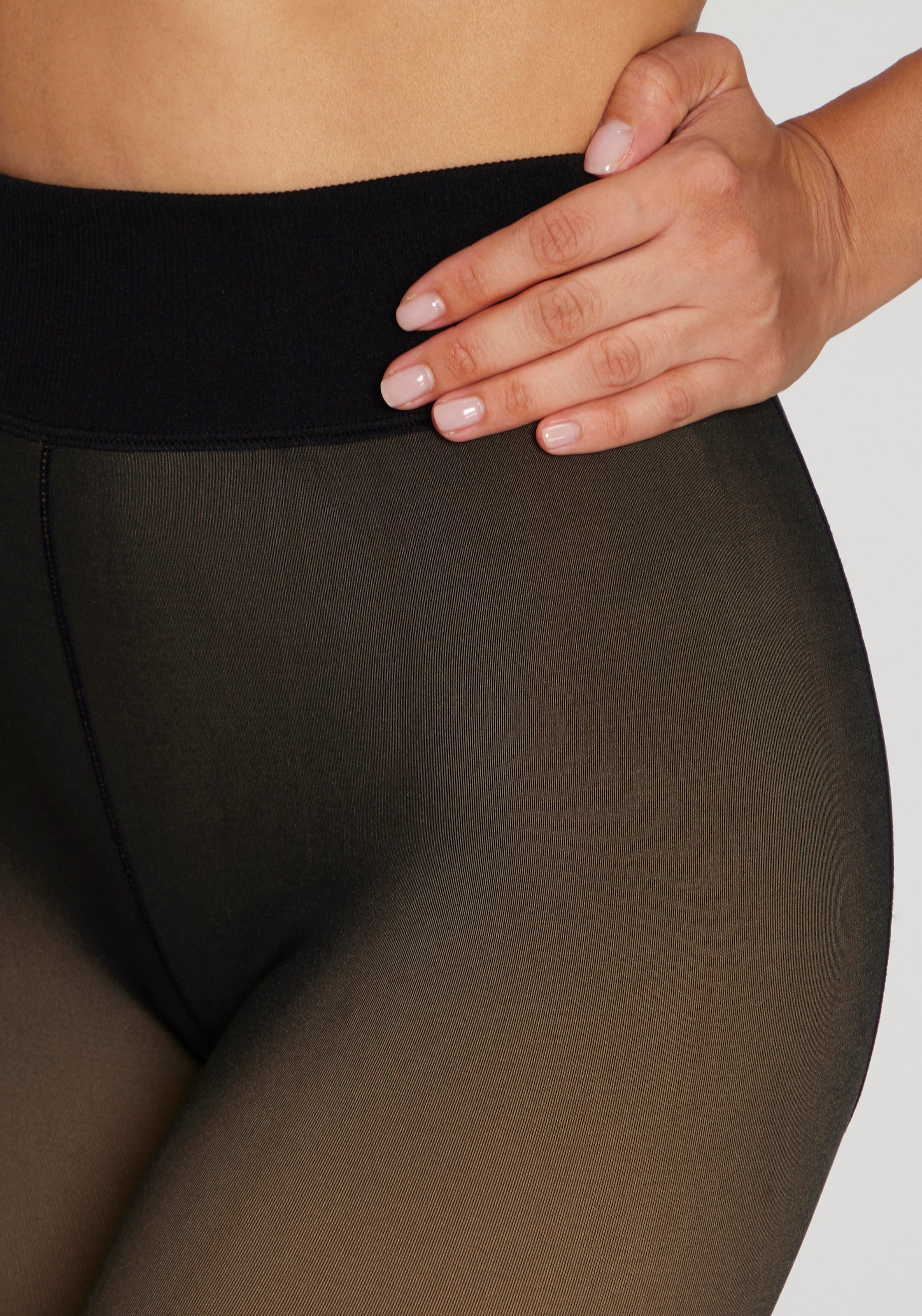 Lavana Leggings à bas fins transparente Optik mit wärmendem Innen-Fleece