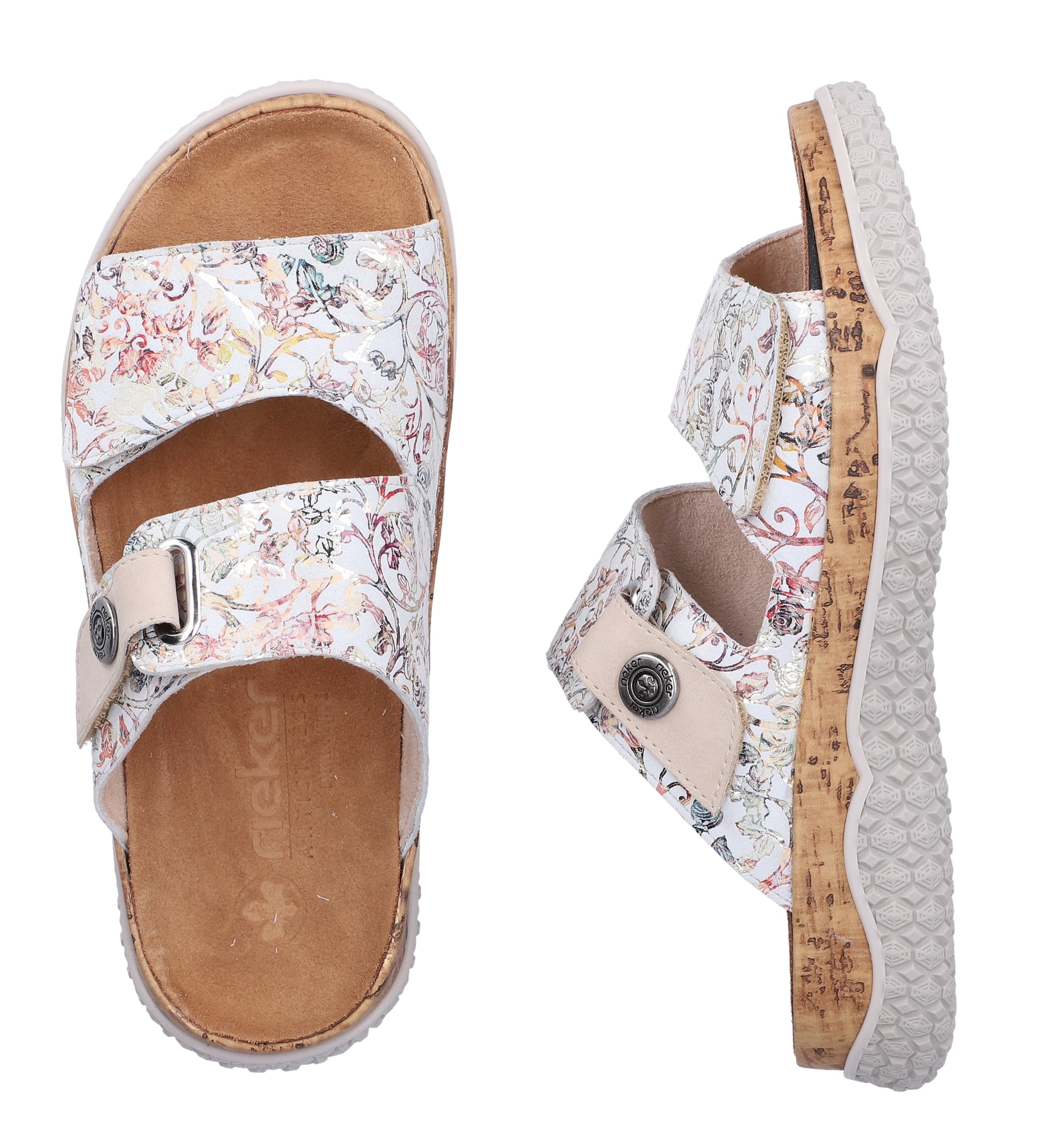 Rieker Pantolette  Sommerschuh, Schlupfschuh, Hausschuh mit Klettriemchen