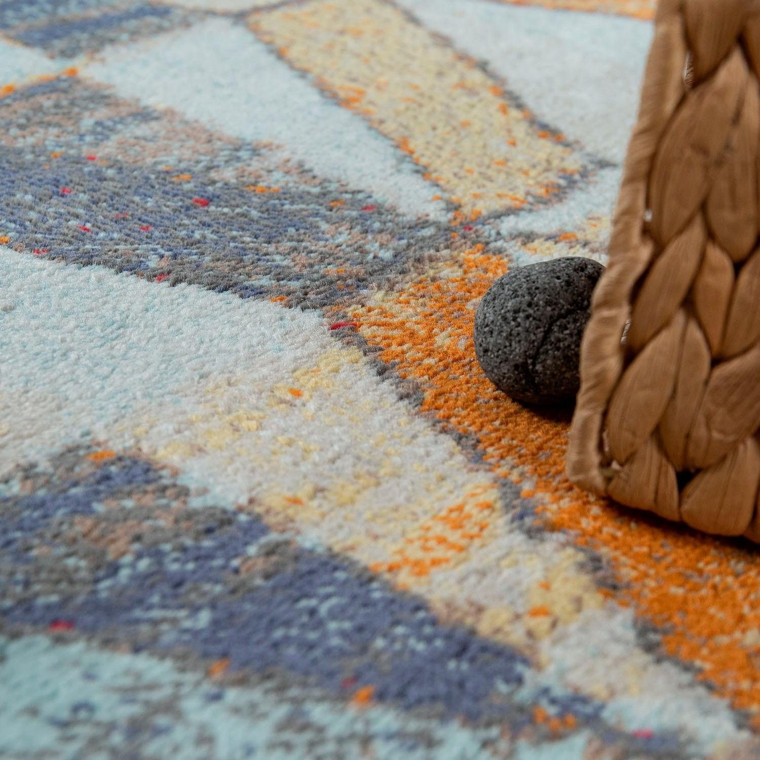 Paco Home Tapis »Jazz 701« Rectangulaire 14 mm Höhe Kurzflor, modernes geometrisches Design und Used-Look