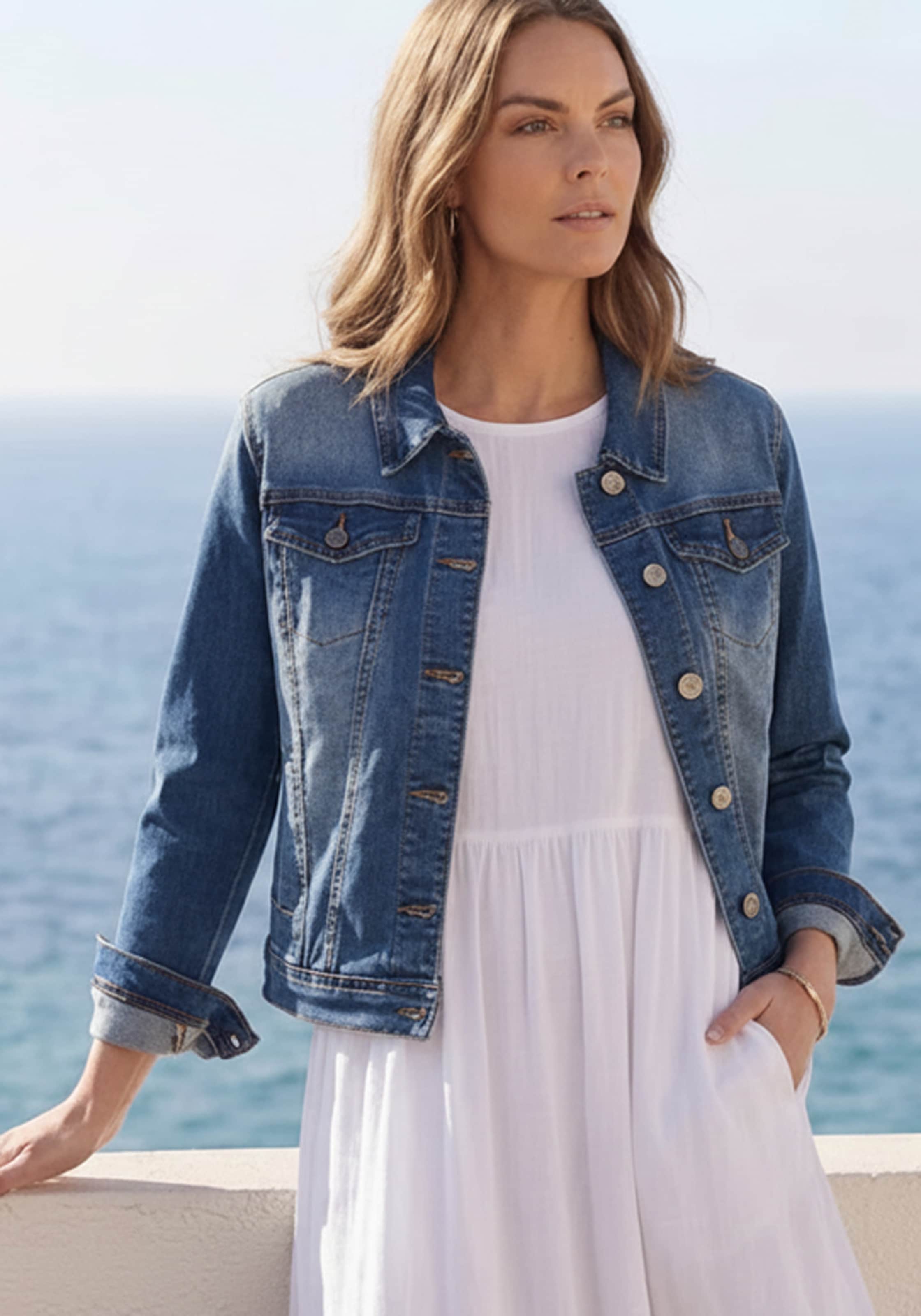 Tamaris Veste en jean aus elastischem Denim-Material, mit Brusttaschen und Eingrifftaschen