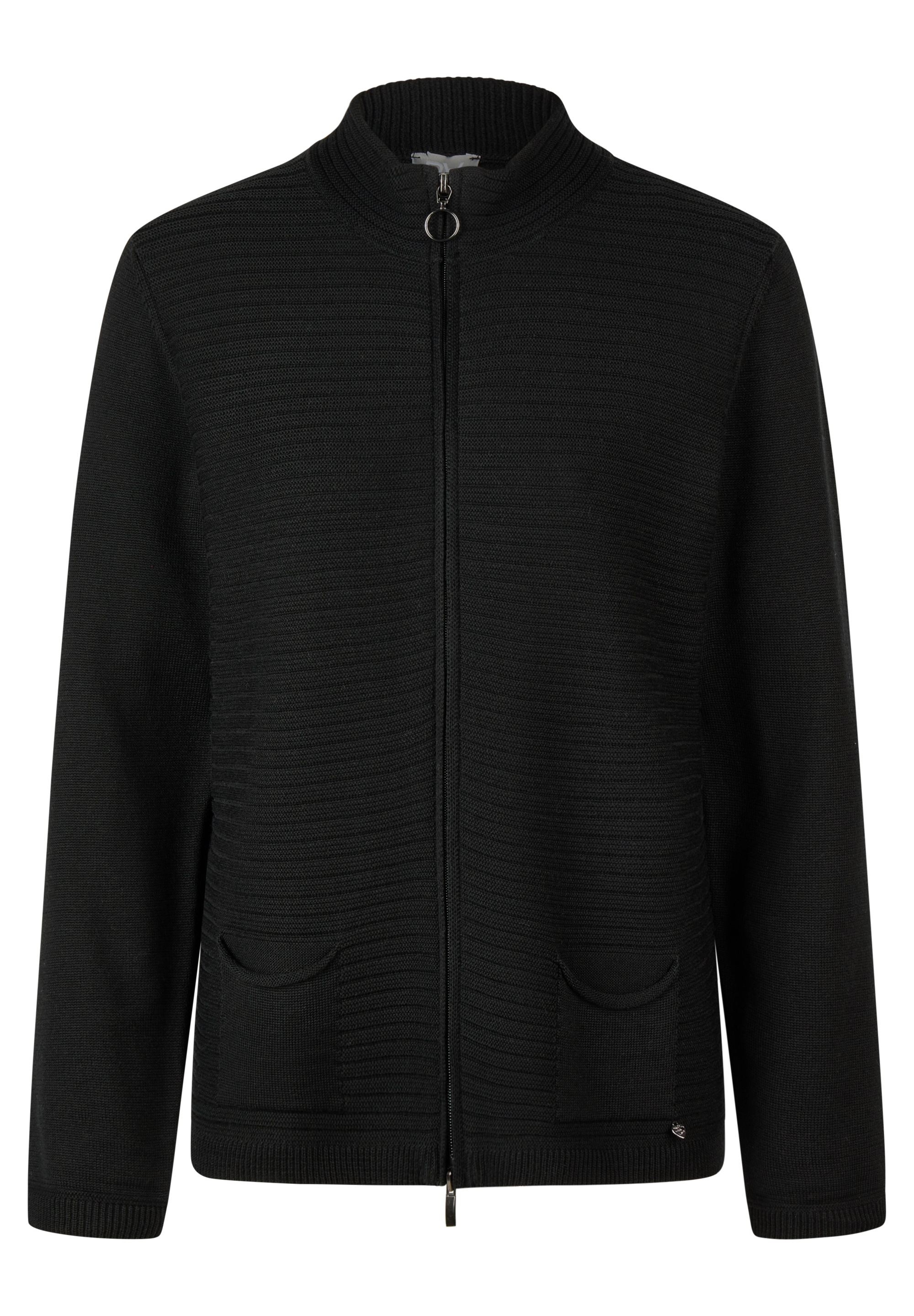 Rabe Veste en tricot avec structure fine et col montant / fermeture éclair