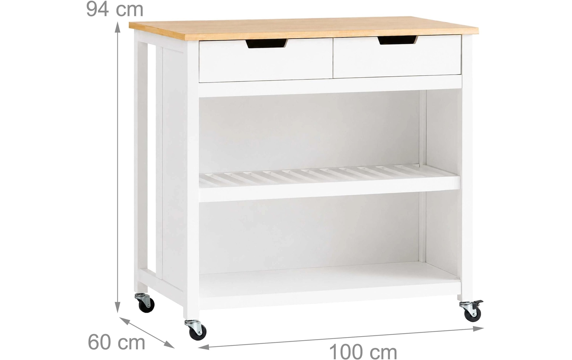 relaxdays Chariot de cuisine »Küchenwagen Kücheninsel 100 x 94 x 60 cm, Schwarz/Braun«