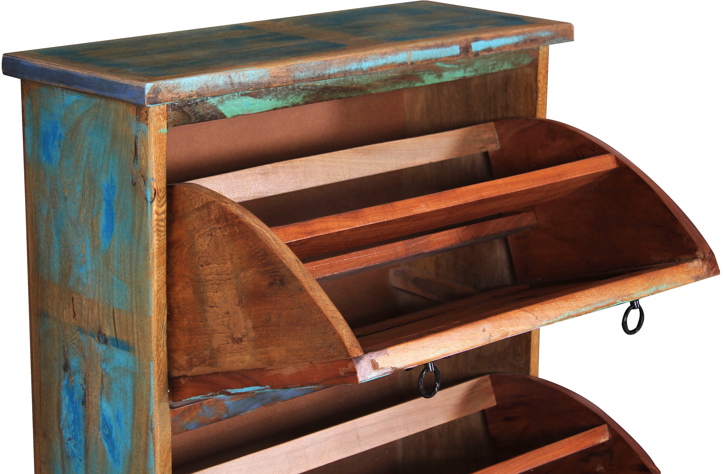 SIT Schuhschrank »Utrecht aus Altholz mit 3 Kippfächern für 15 Paar Schuhe« Schuhkipper aus bunt lackiertem Altholz im Vintage-Stil