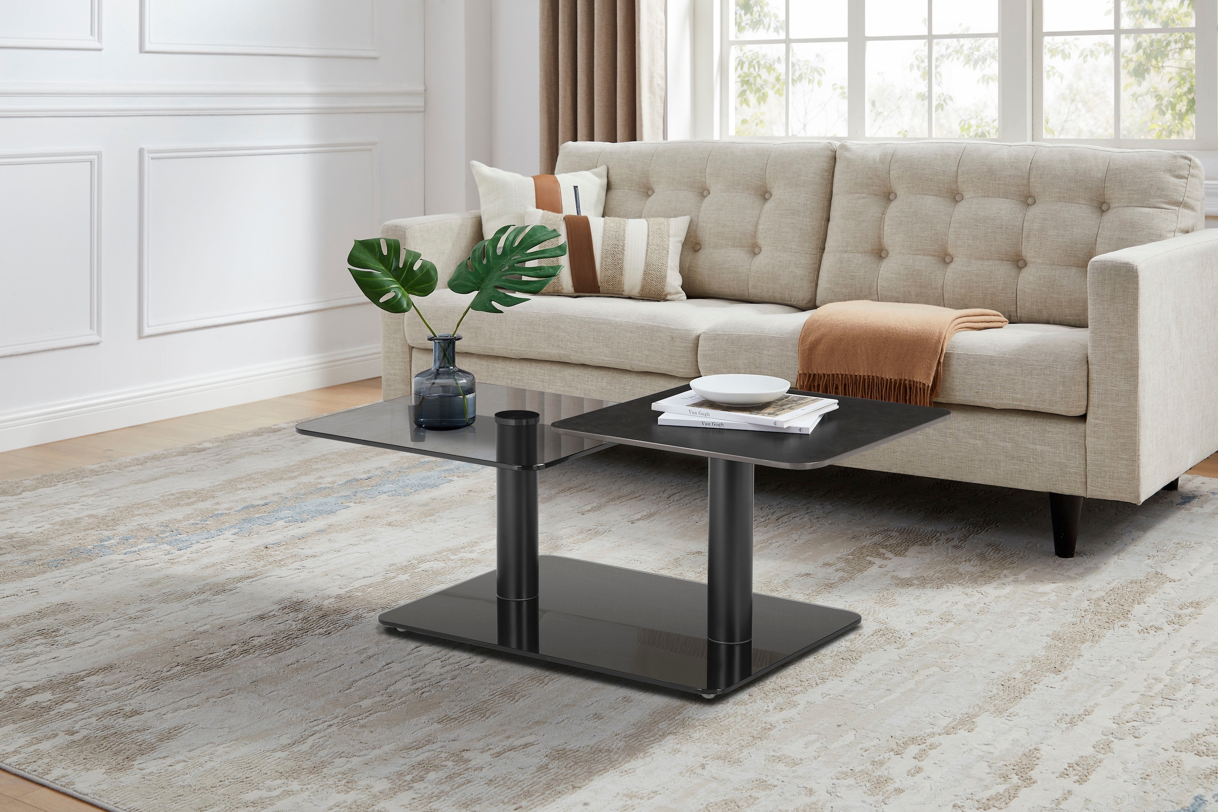 GOODproduct Table basse »Craco« mit verschiebbarer Ablagefläche im puristischen Design