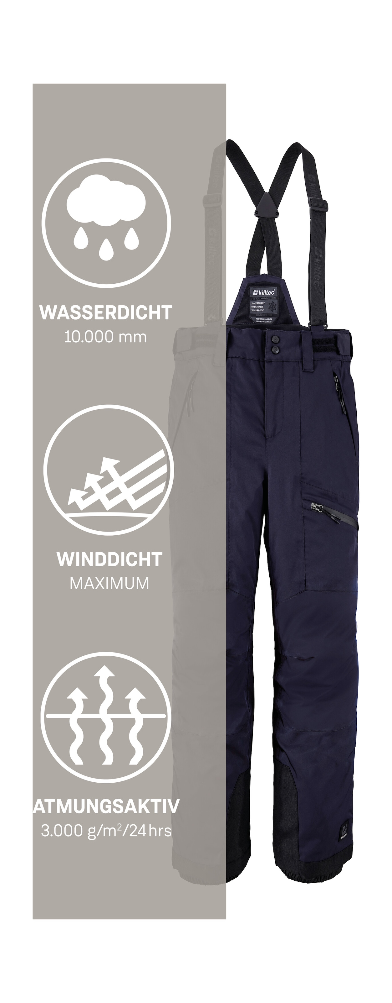 Killtec Skihose »Boys Skihose 242«  Wasserdichte Skihose mit abnehmbarem Latz und verstellbarem Bund